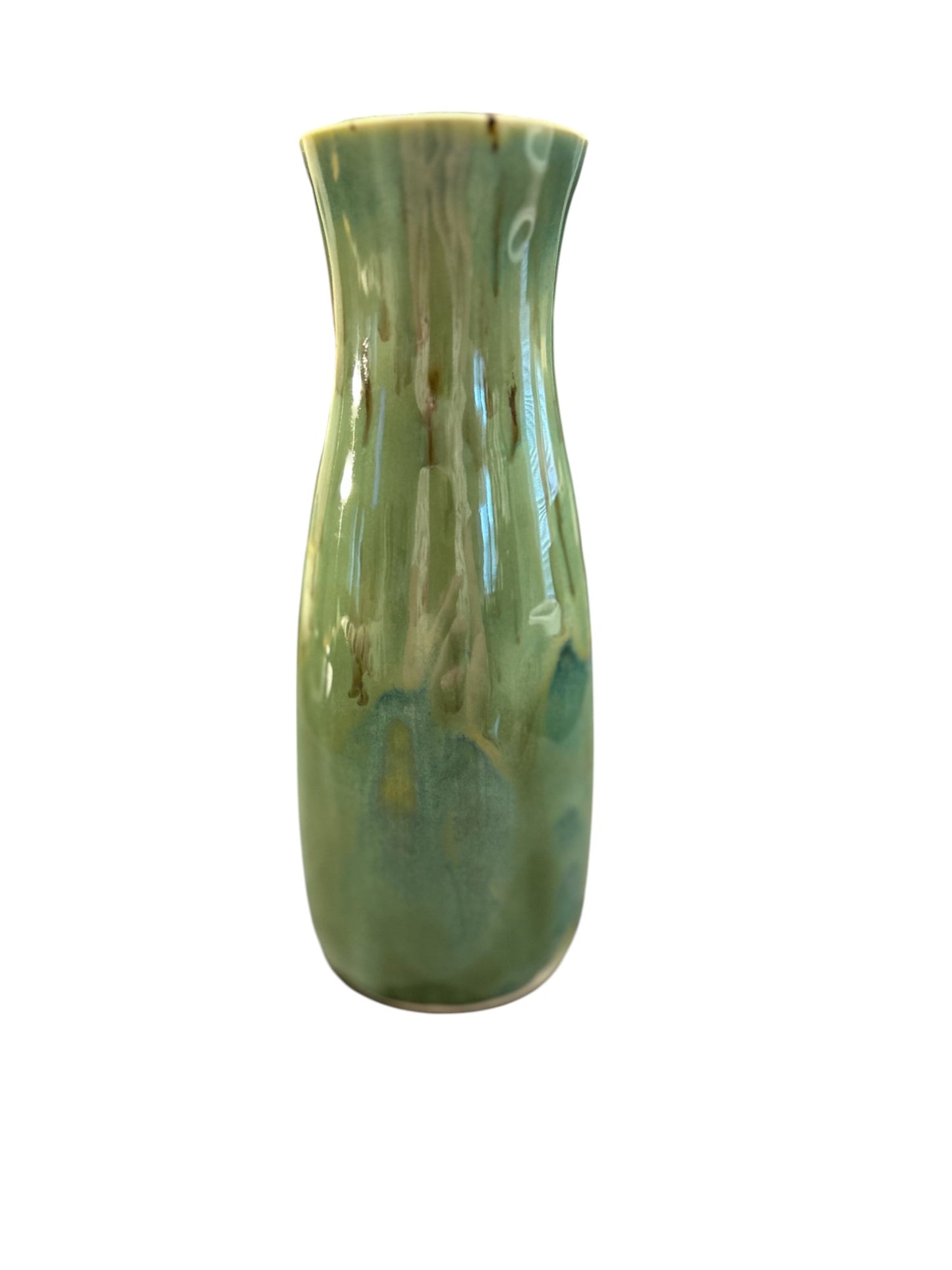 Slip Cast Bottle Vase in Shiny Aspen Green 7"