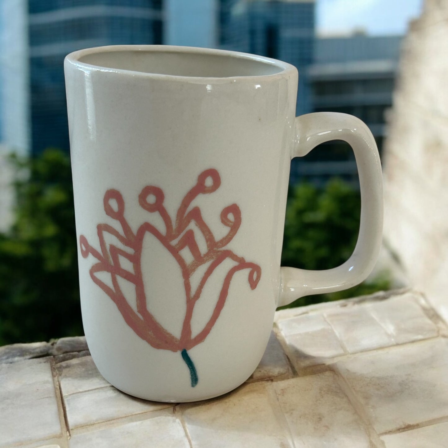 Slip Cast Minimalism Espresso Mug #3 with Flower and Butterfly