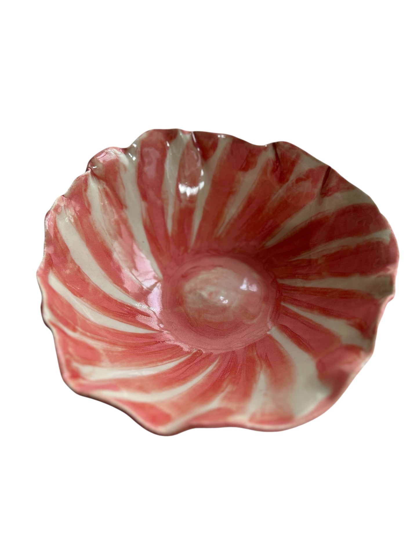 Medium Handbuilt Side Bowl #75 with Freeform Rim in Blush Pink and Rose