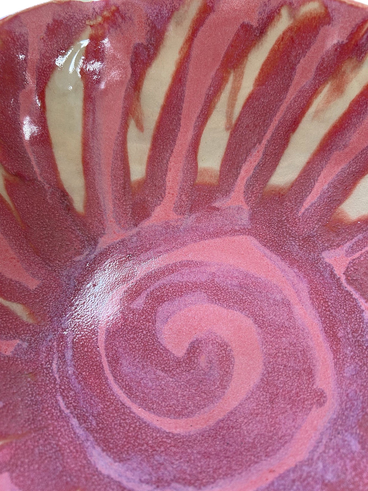 Extra-Large Salad Bowl #78 with Freeform Rim in Blush Pink and Rose