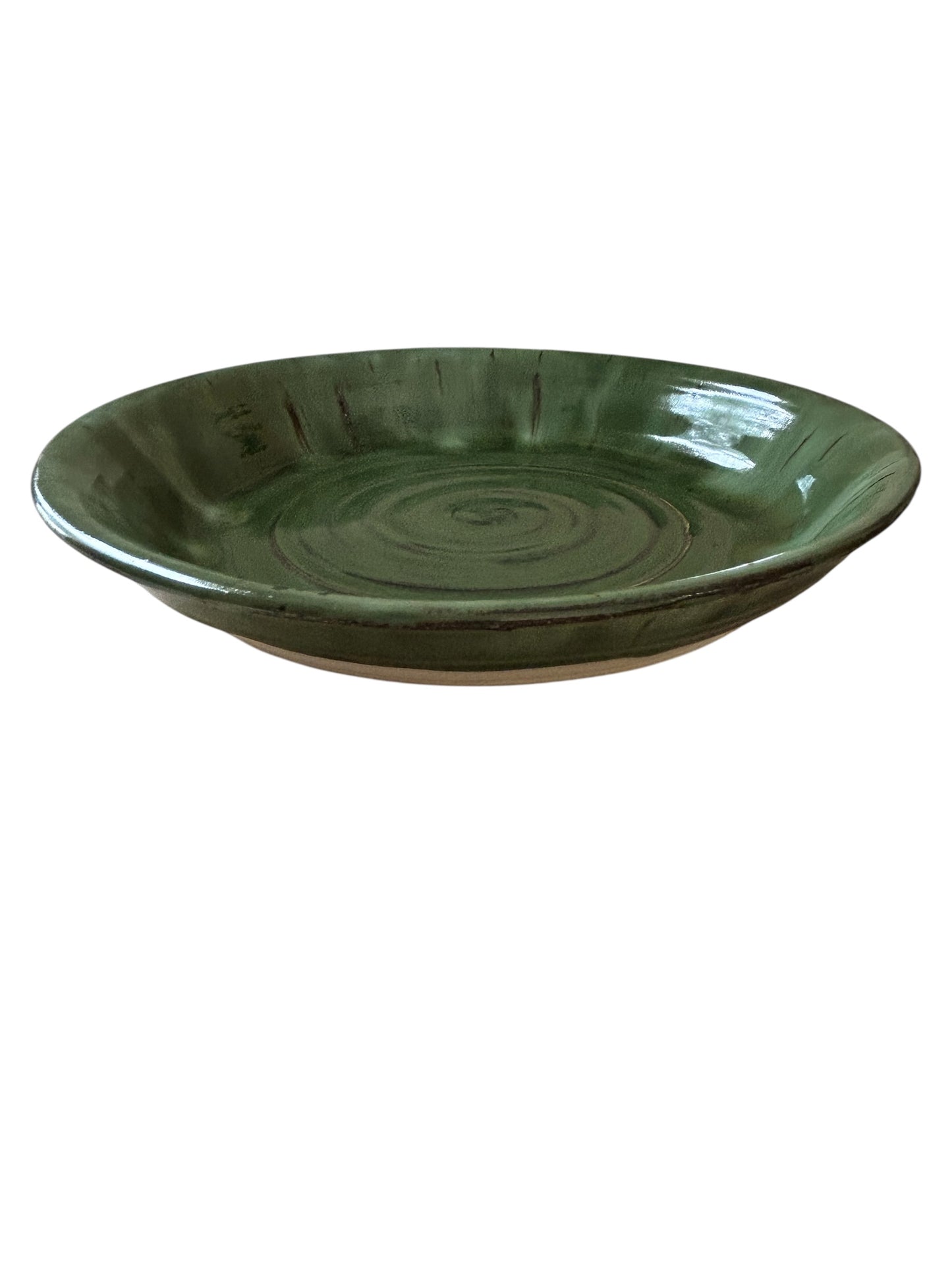 Wheel-Thrown Pie Pan #3 in Aspen Green