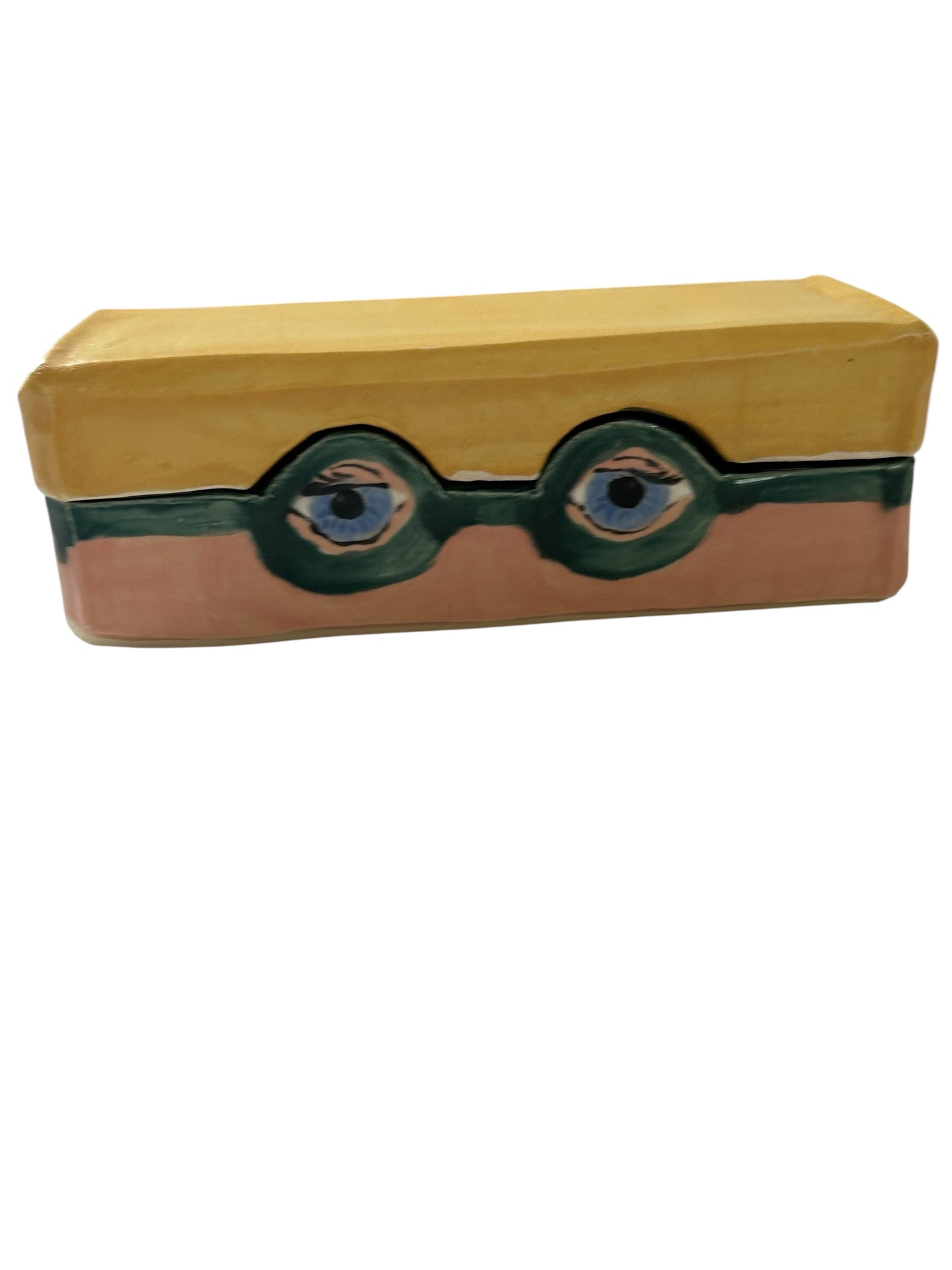 Medium Extruded Eyeglasses Storage Box #1 with Blonde Hair and Blue Eyes