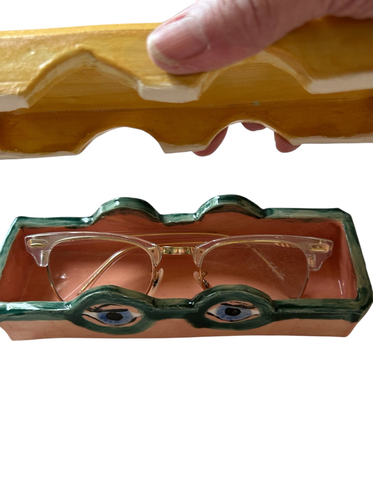 Medium Extruded Eyeglasses Storage Box #1 with Blonde Hair and Blue Eyes