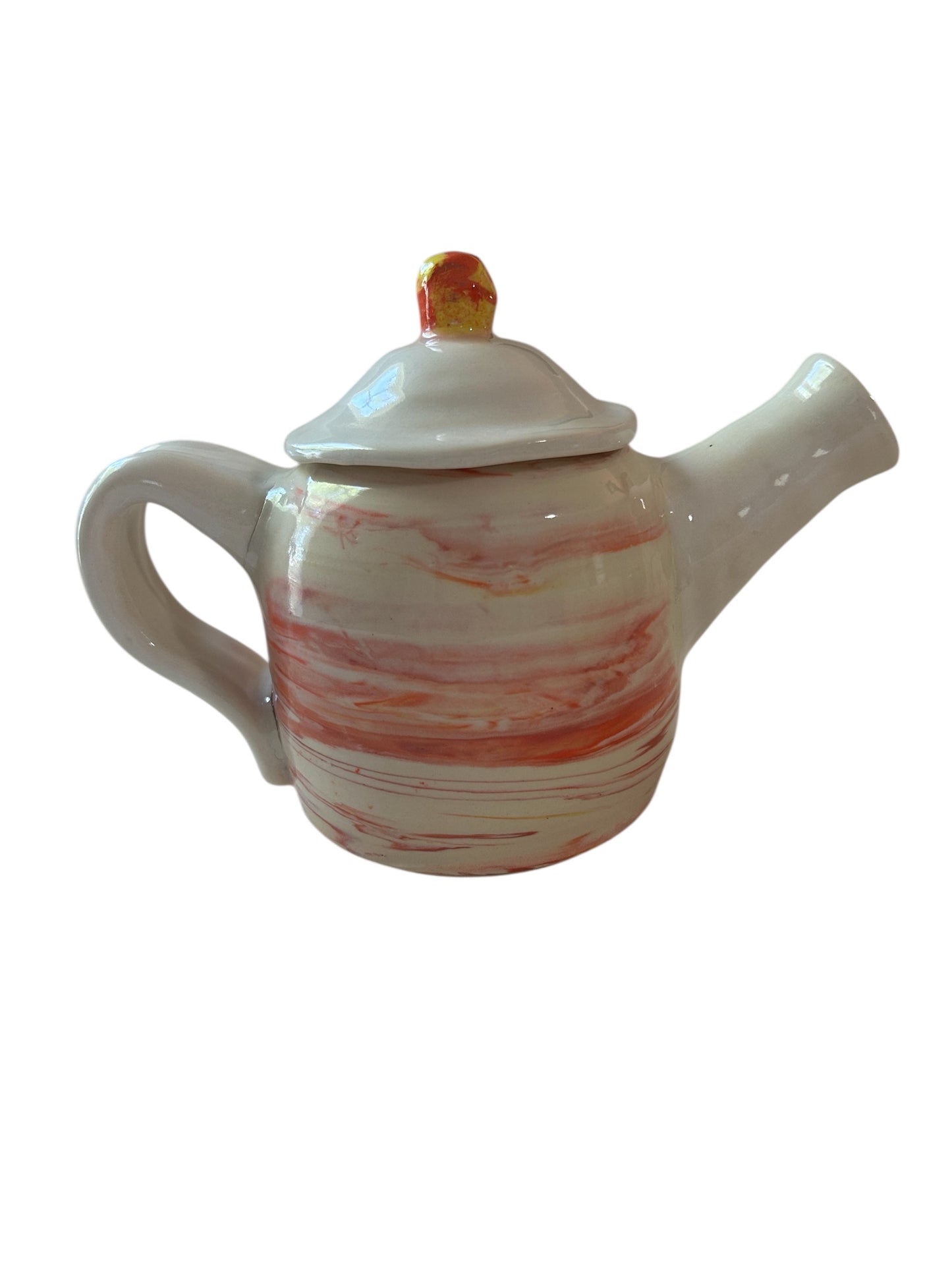 Neriage Teapot and Teacups Set #61 in Magma and White