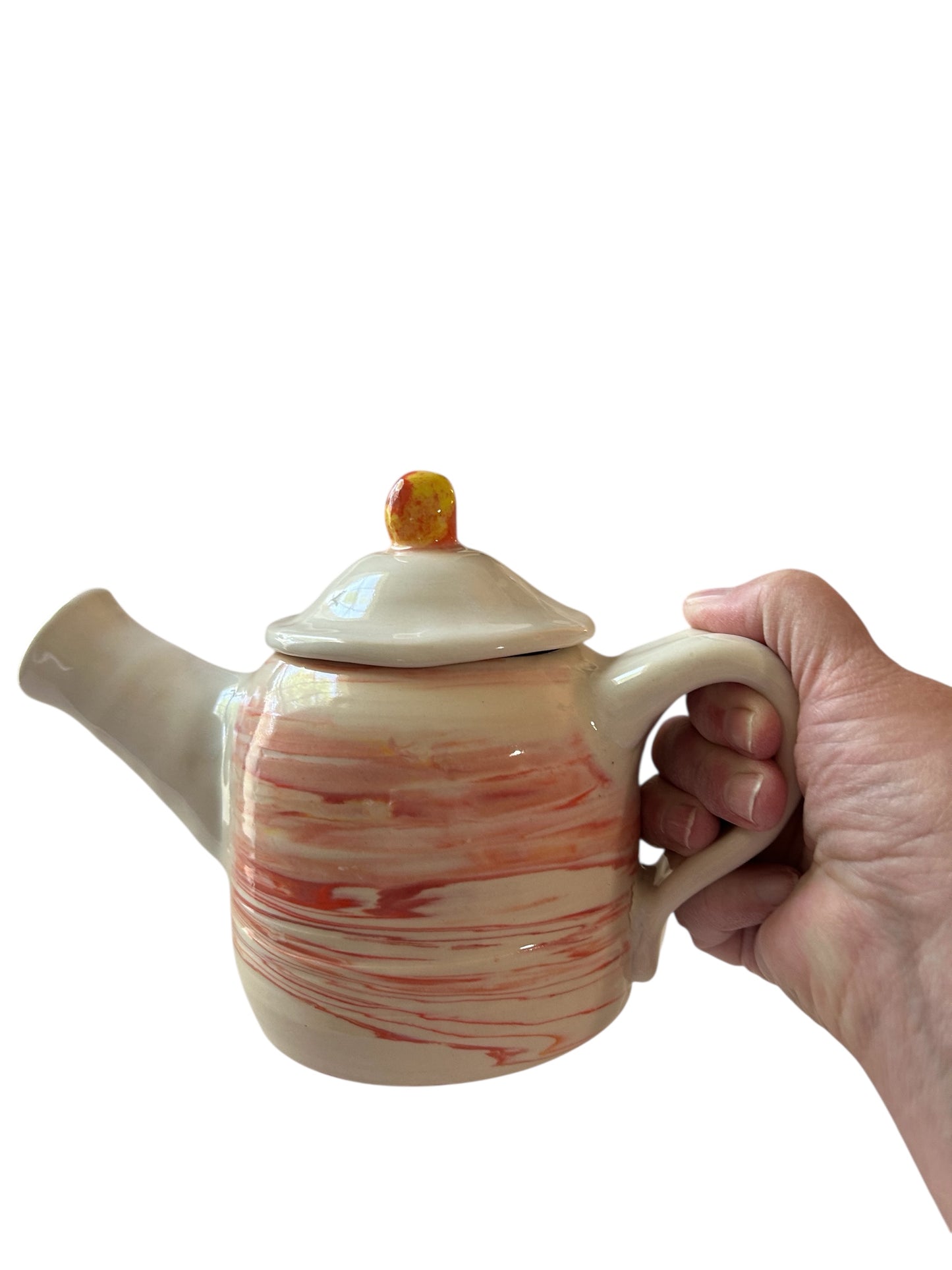 Neriage Teapot and Teacups Set #61 in Magma and White