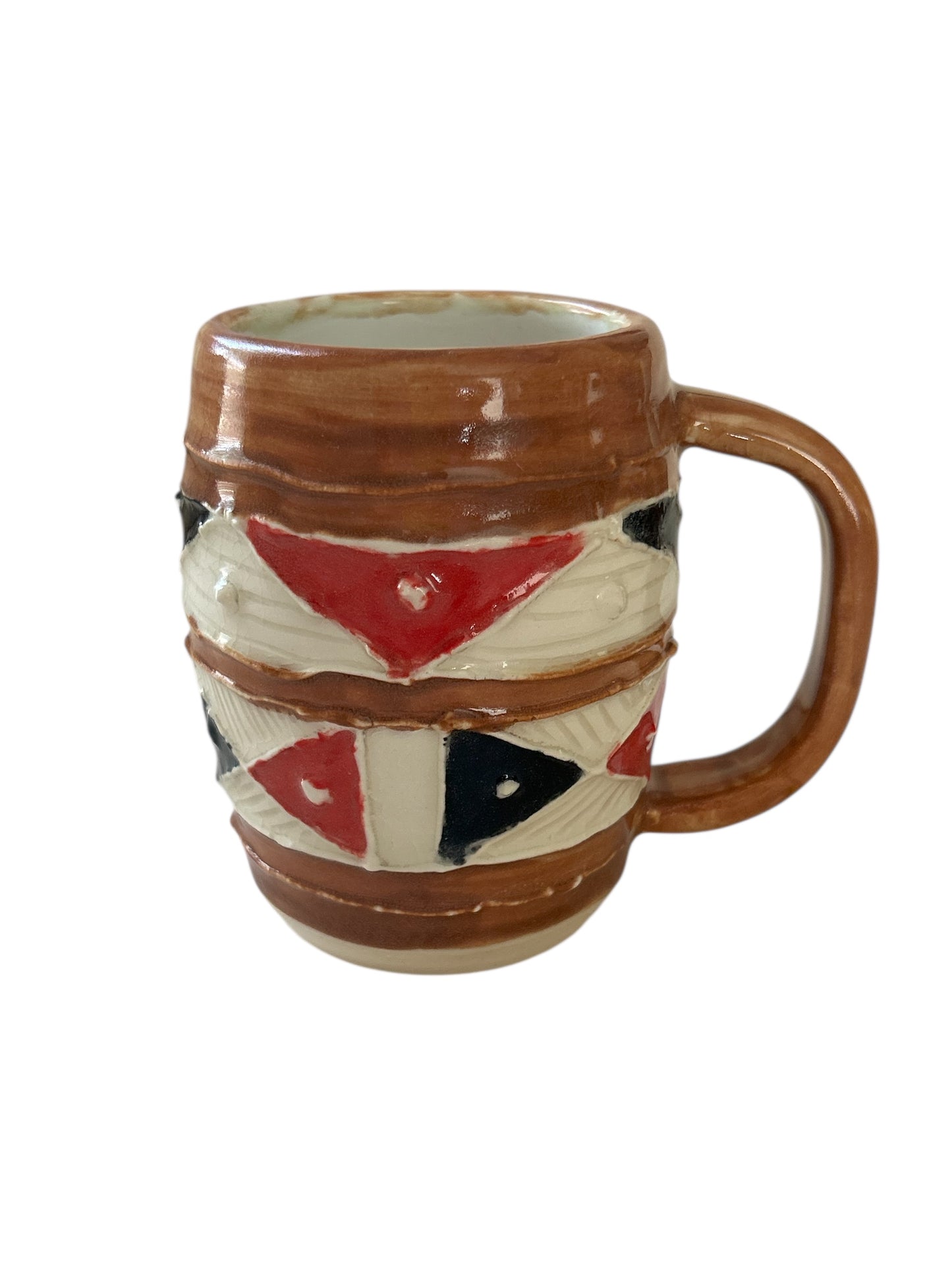 Aztec-Style Slip Trailed Mug #1 with Geometric Designs
