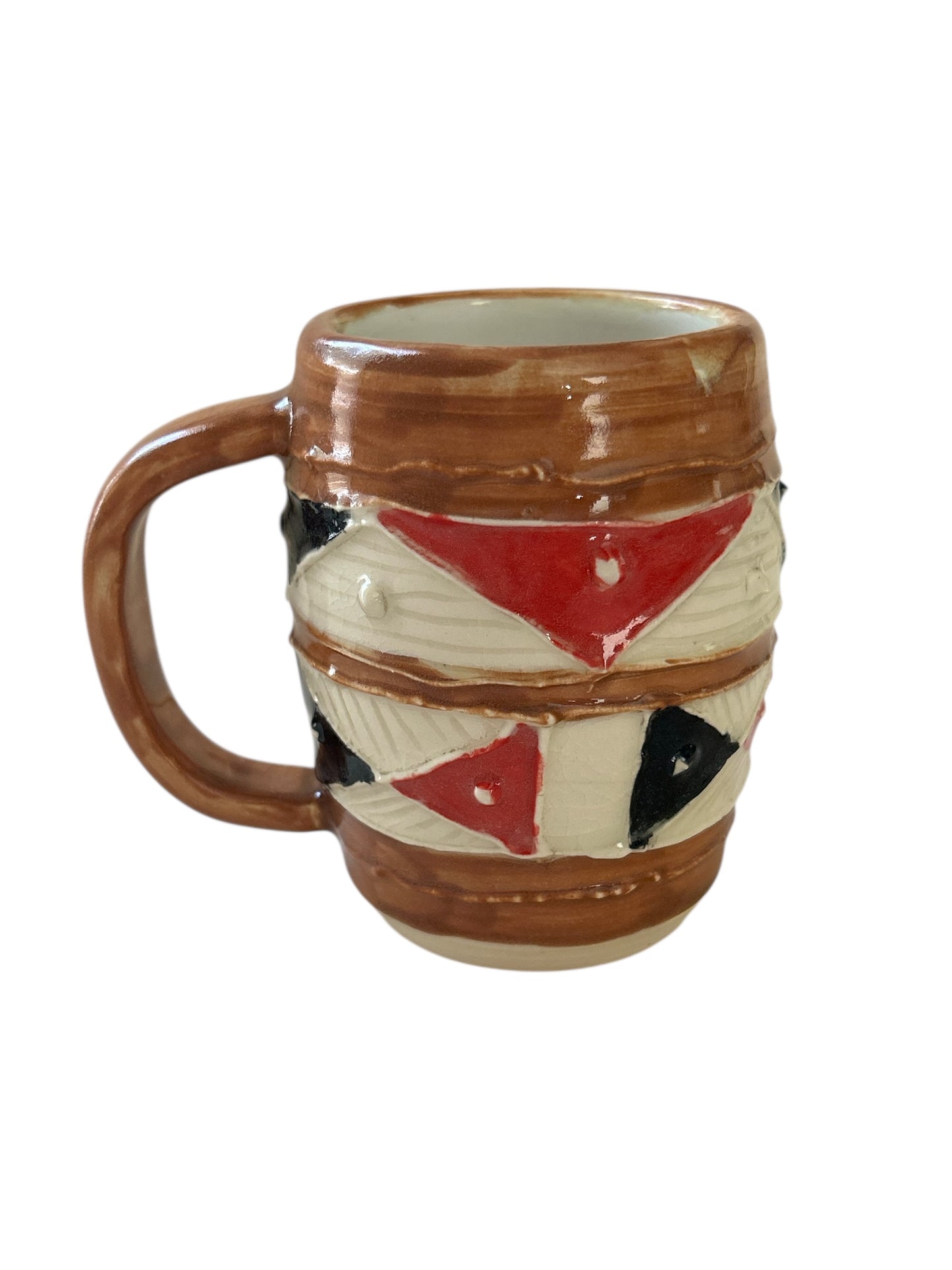 Aztec-Style Slip Trailed Mug #1 with Geometric Designs