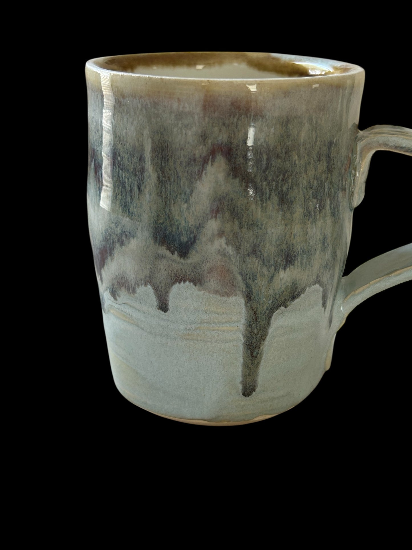 Wheel-Thrown Mug #81 in Snowy Gray and White