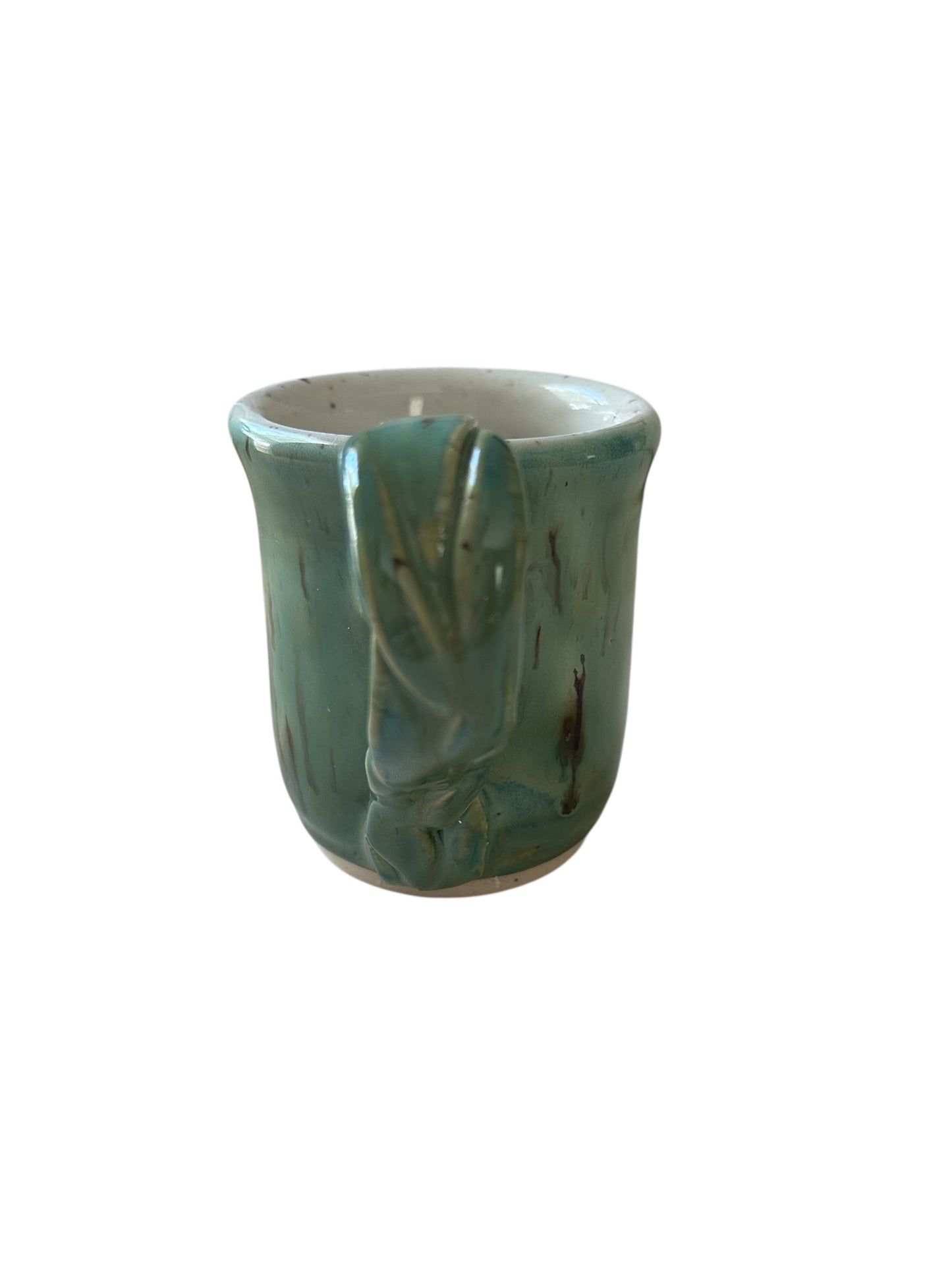 Wheel-Thrown Mug #84 with Braided Handle in Aspen Green