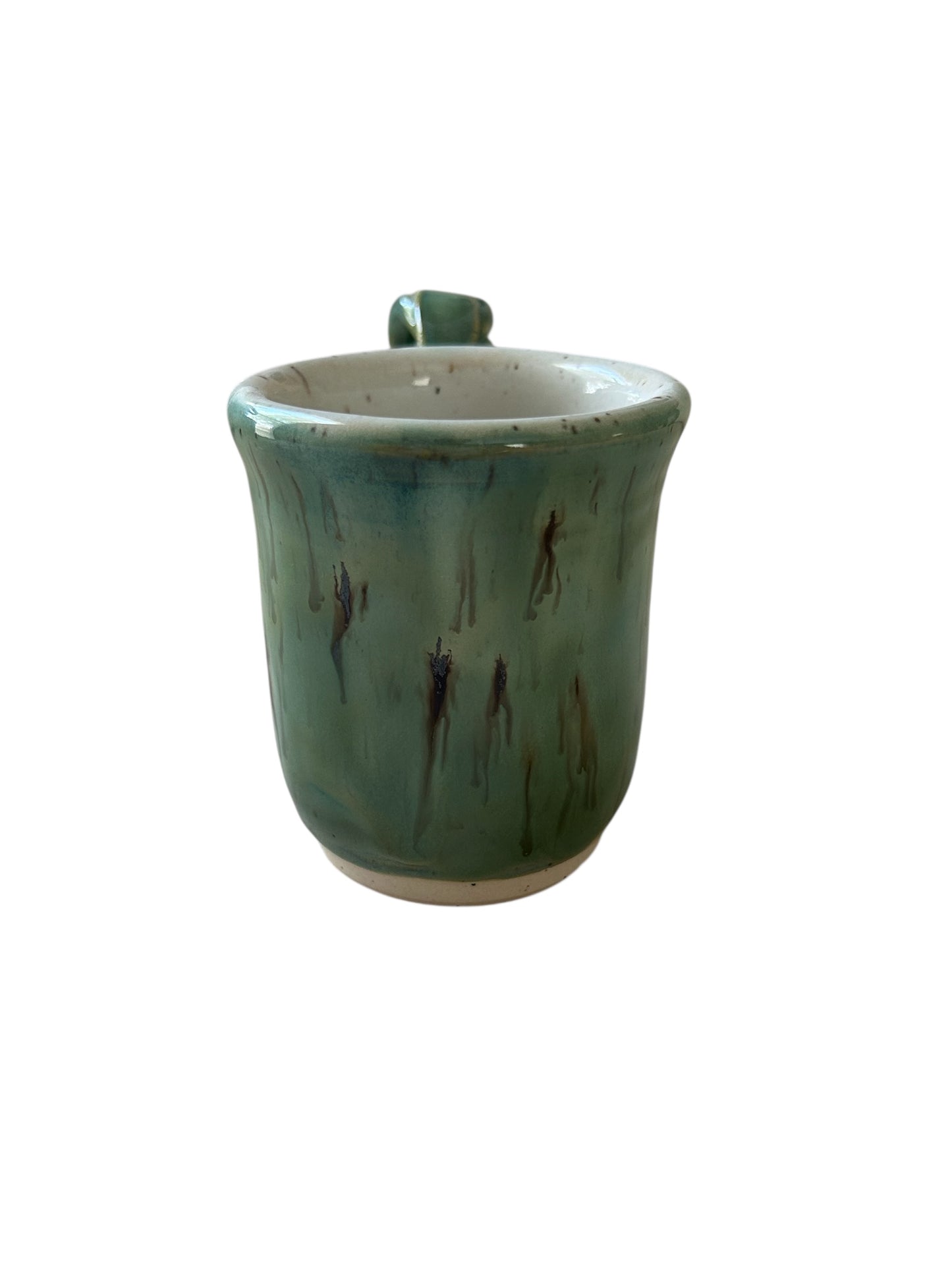 Wheel-Thrown Mug #84 with Braided Handle in Aspen Green
