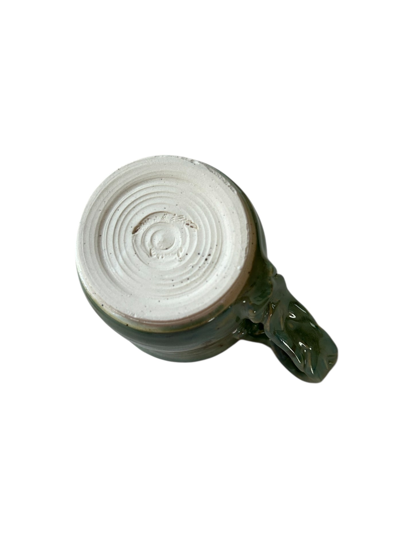 Wheel-Thrown Mug #84 with Braided Handle in Aspen Green