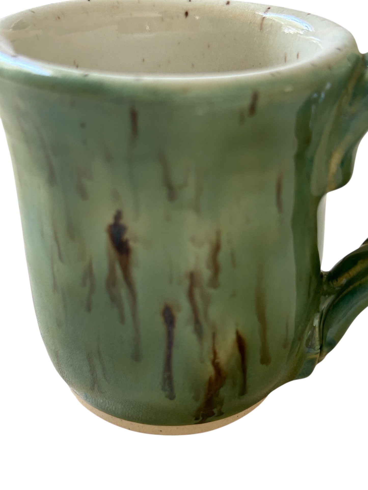 Wheel-Thrown Mug #84 with Braided Handle in Aspen Green