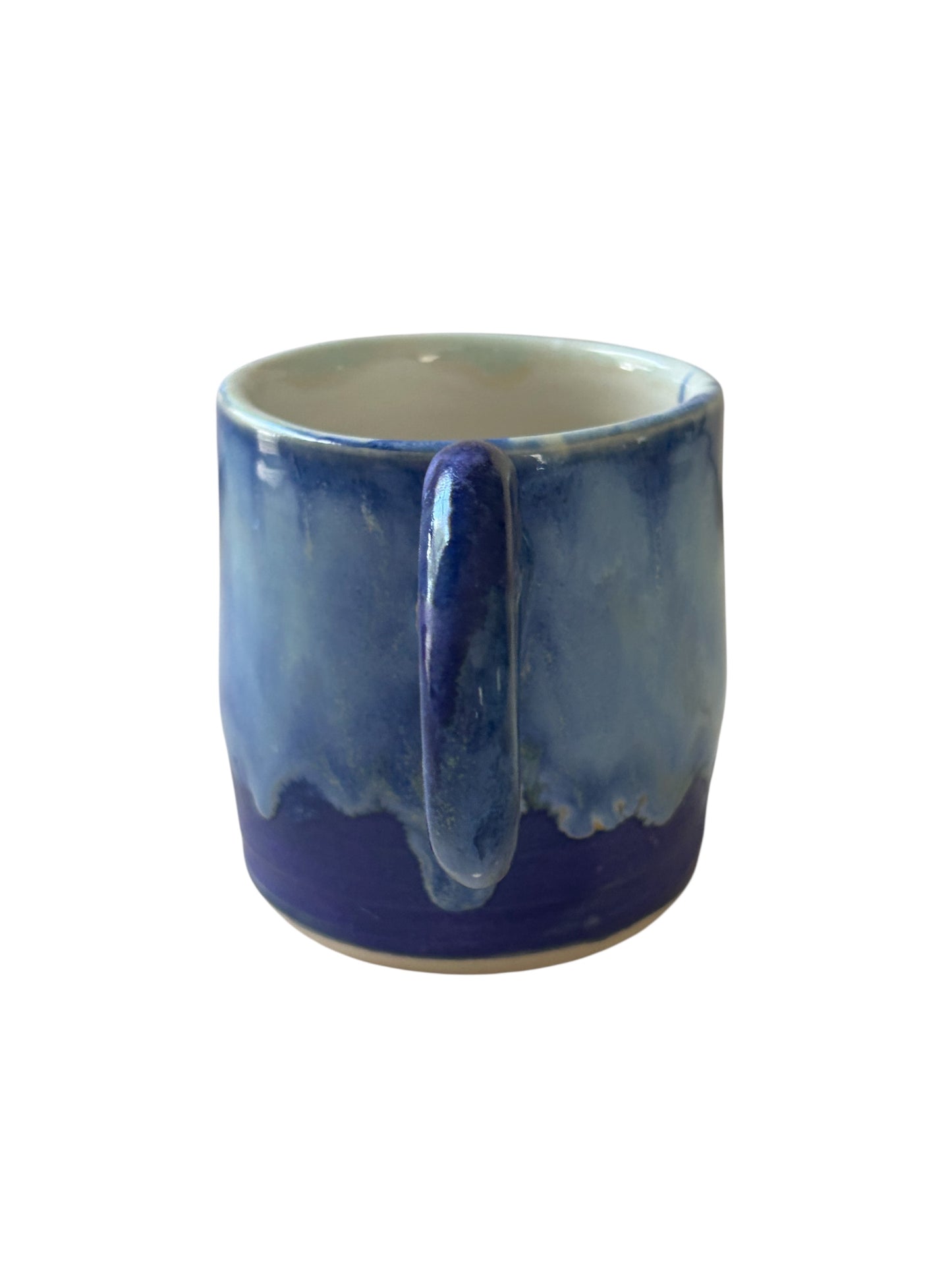 Wheel-Thrown Mug #85 with Circle Handle in Aspen Blue