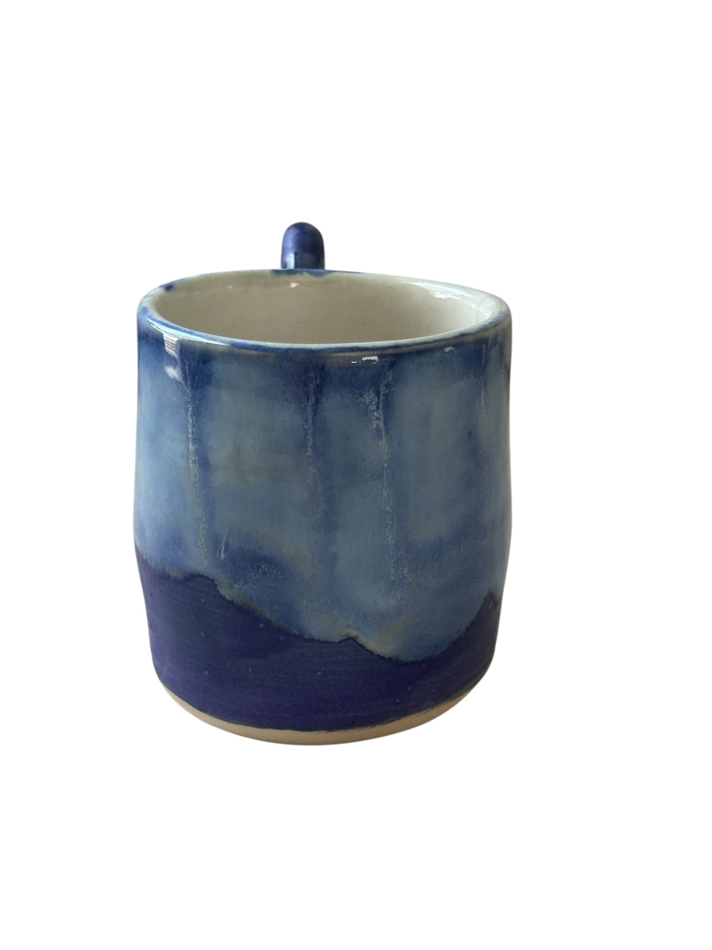 Wheel-Thrown Mug #85 with Circle Handle in Aspen Blue