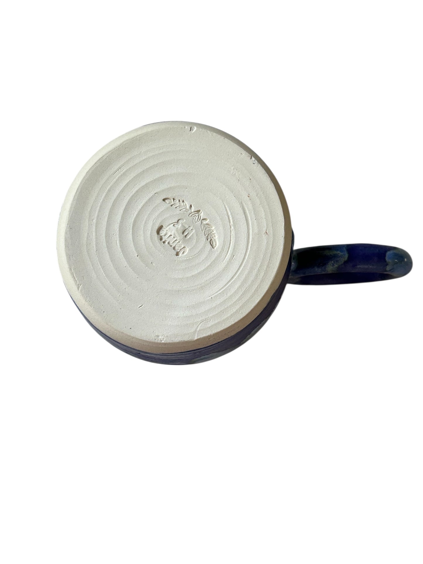 Wheel-Thrown Mug #85 with Circle Handle in Aspen Blue