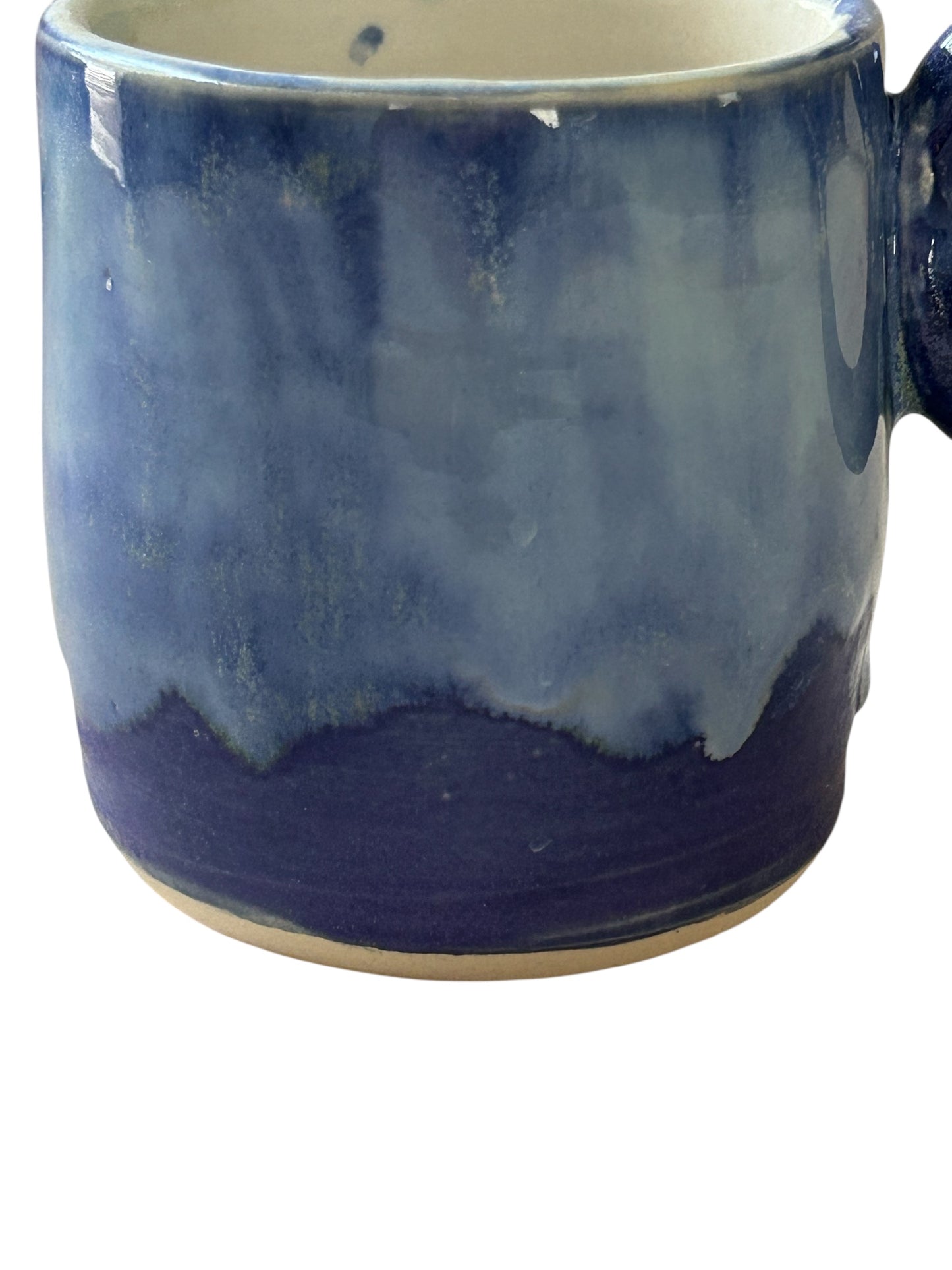 Wheel-Thrown Mug #85 with Circle Handle in Aspen Blue