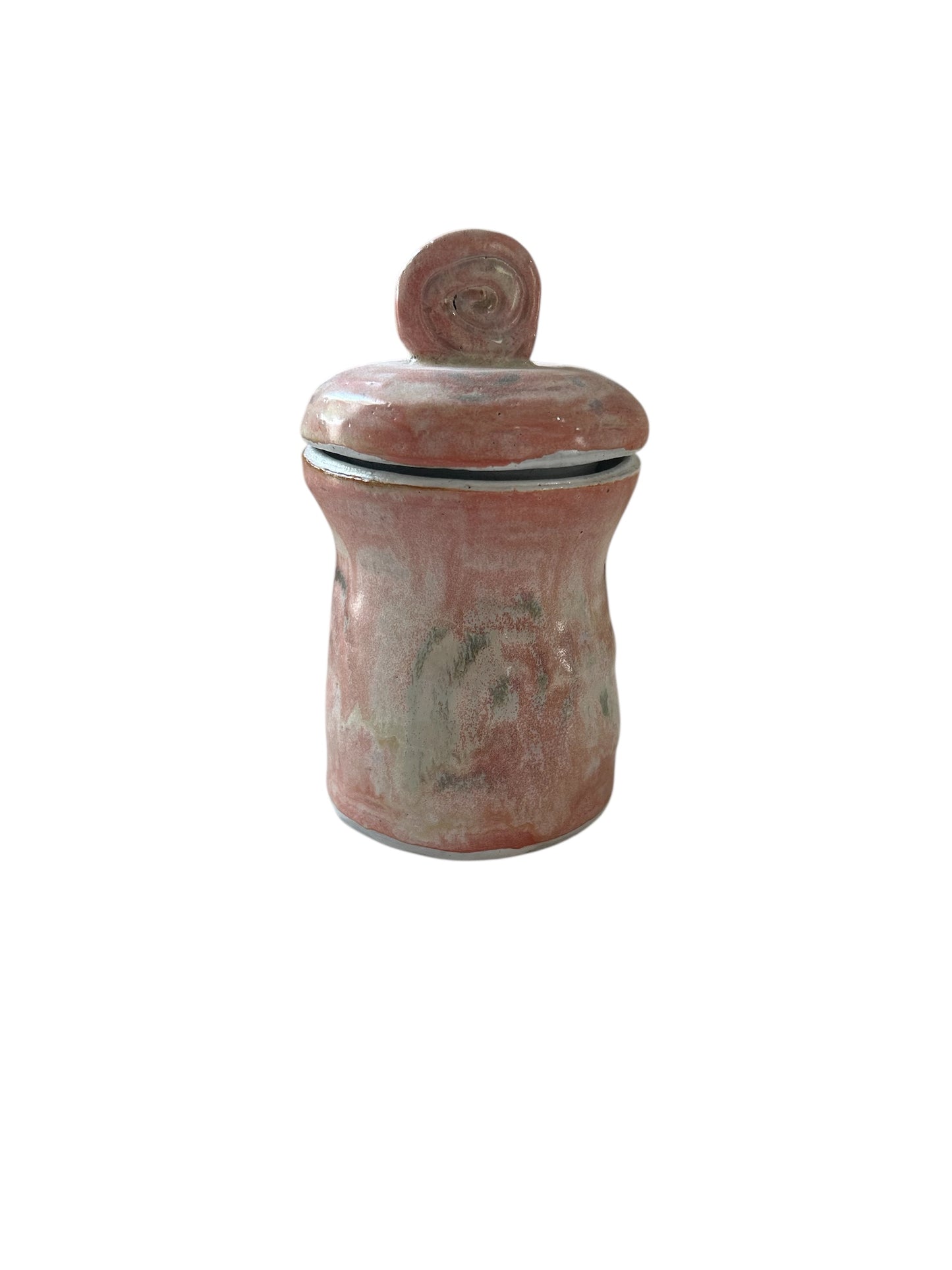 Small Lidded Dream Jar # 48 in Light Pink with Spiral Topper