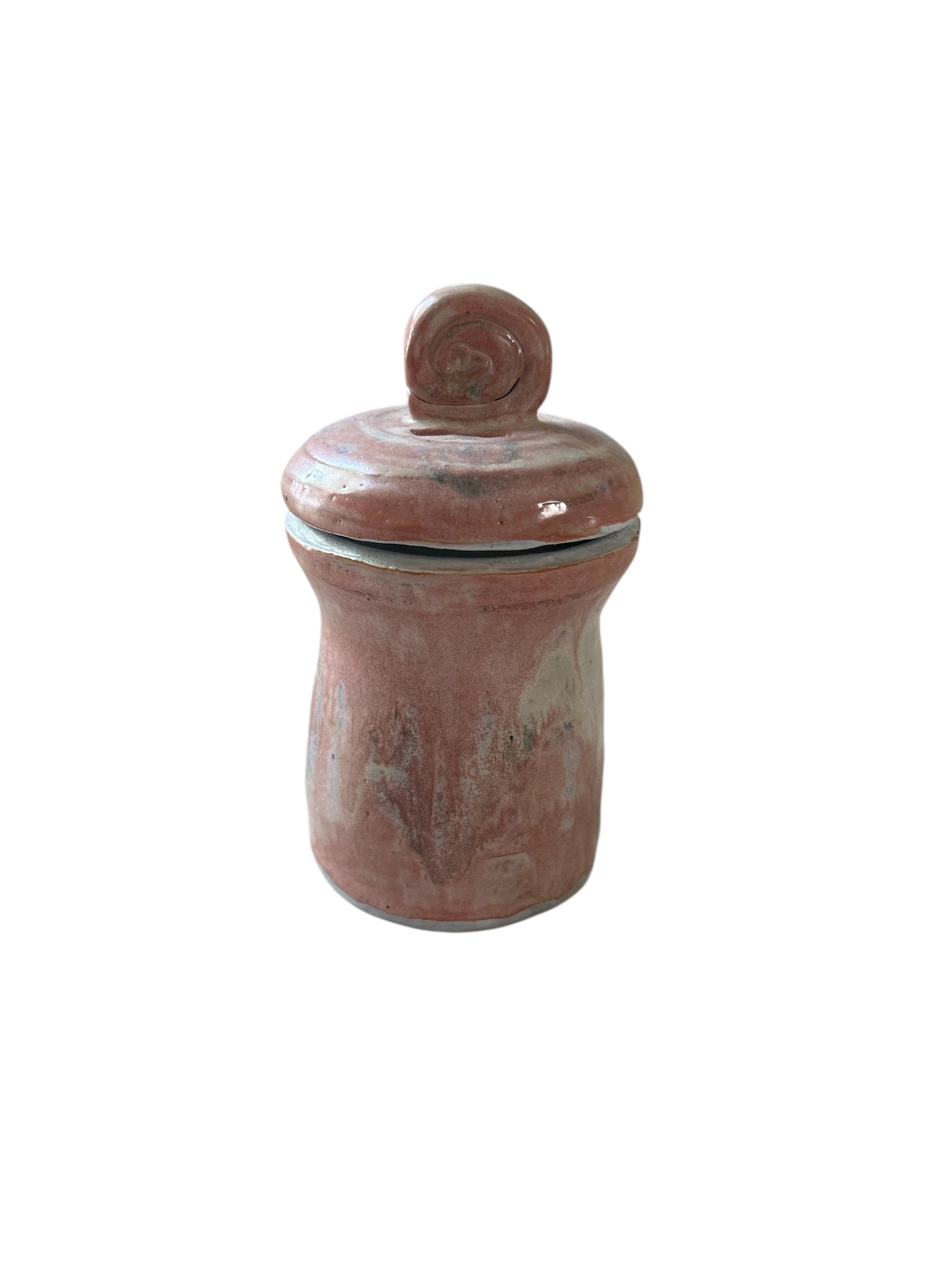 Small Lidded Dream Jar # 48 in Light Pink with Spiral Topper