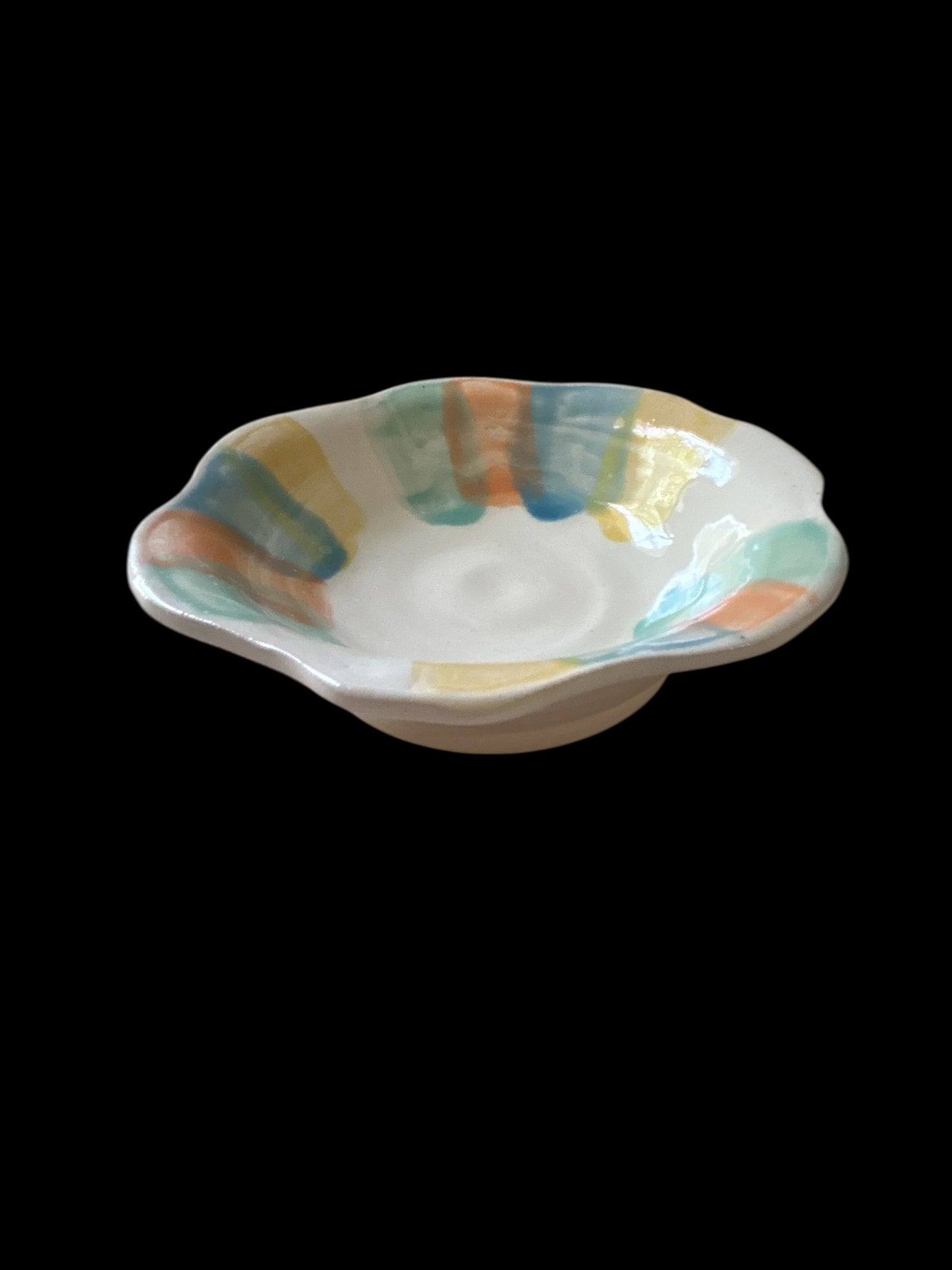 Complete Dinnerware Set for One #9 with Carved and Multicolor Rim