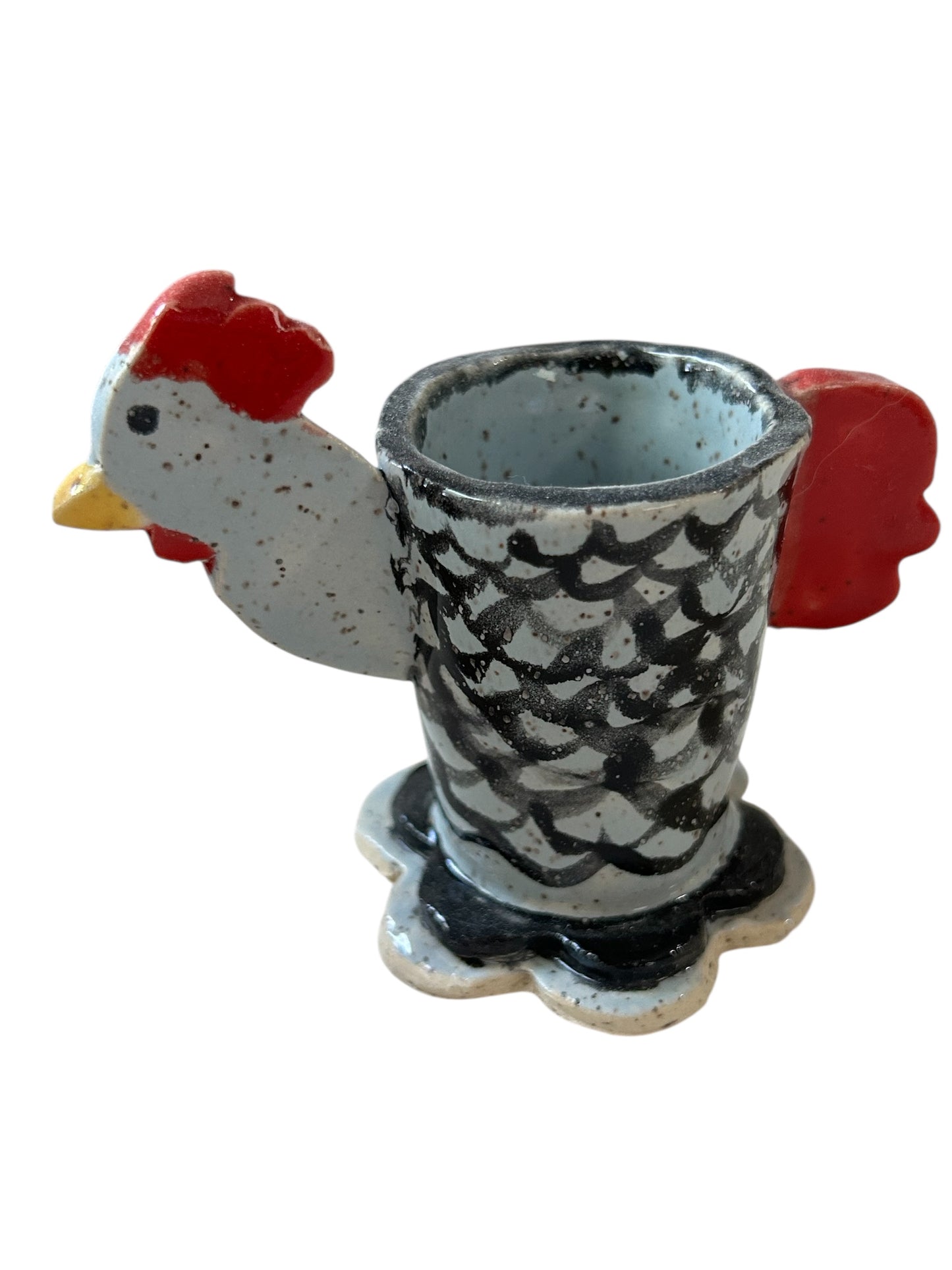Handbuilt Egg Cups #47 in Your Choice of Chicken or Flower Design