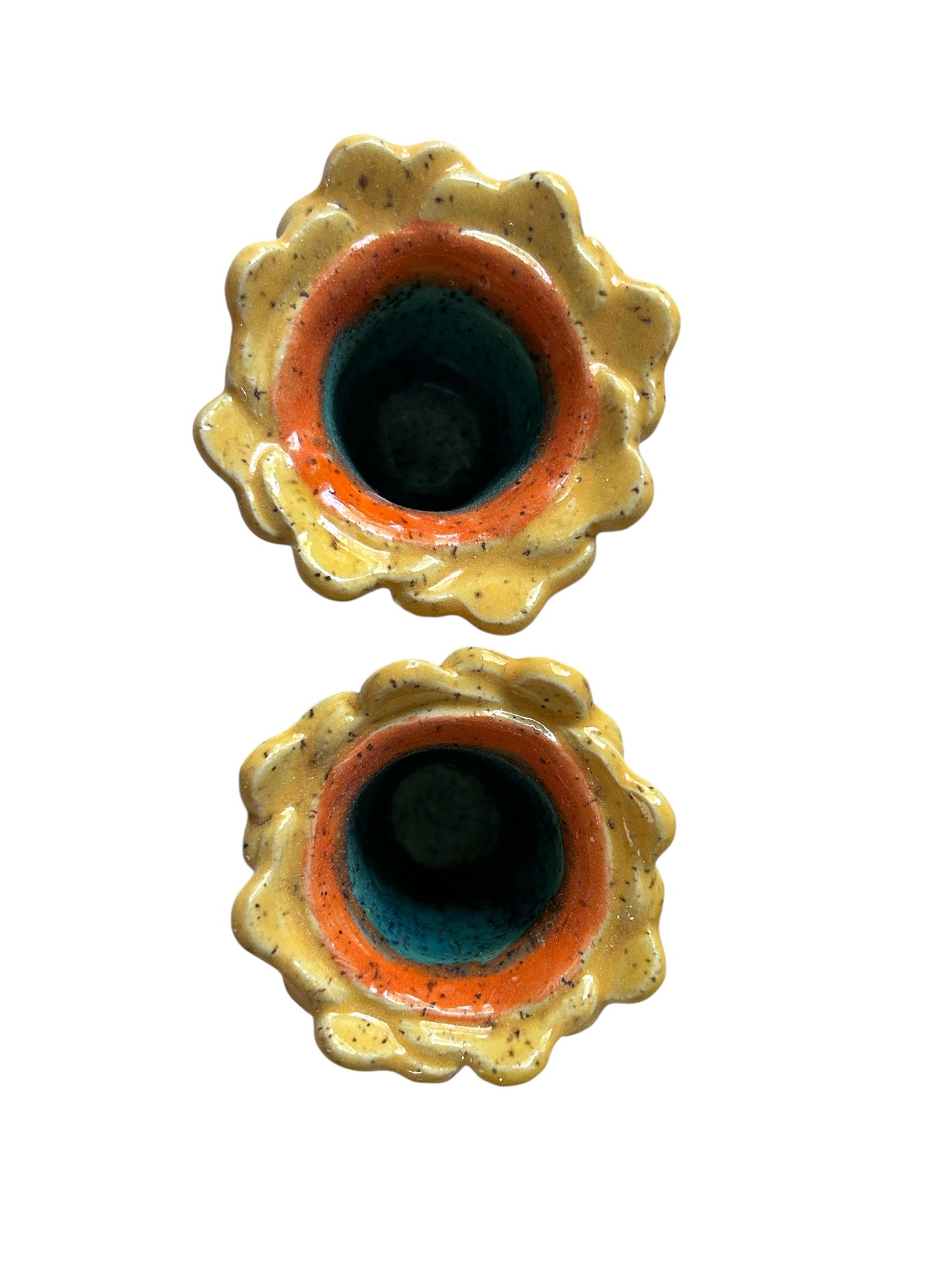 Handbuilt Egg Cups #47 in Your Choice of Chicken or Flower Design