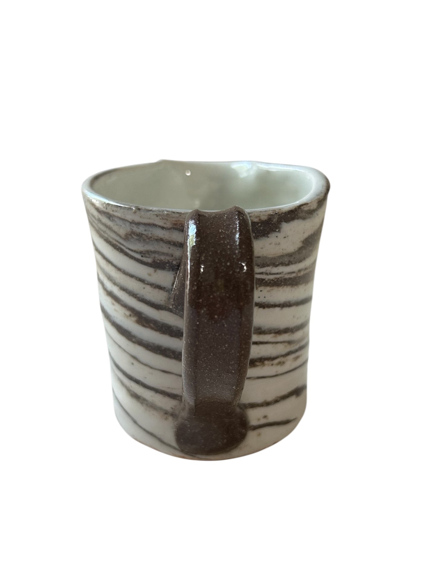 Marbled Wheel-Thrown Creamer #27 in White and Dark Chocolate Stoneware Clay