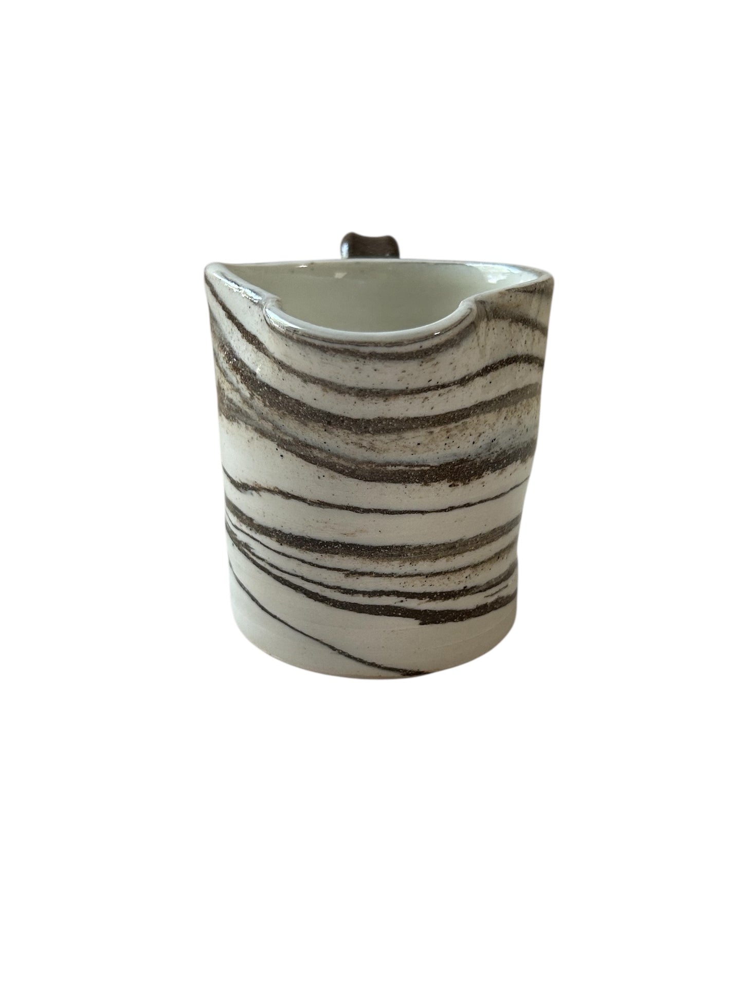 Marbled Wheel-Thrown Creamer #27 in White and Dark Chocolate Stoneware Clay