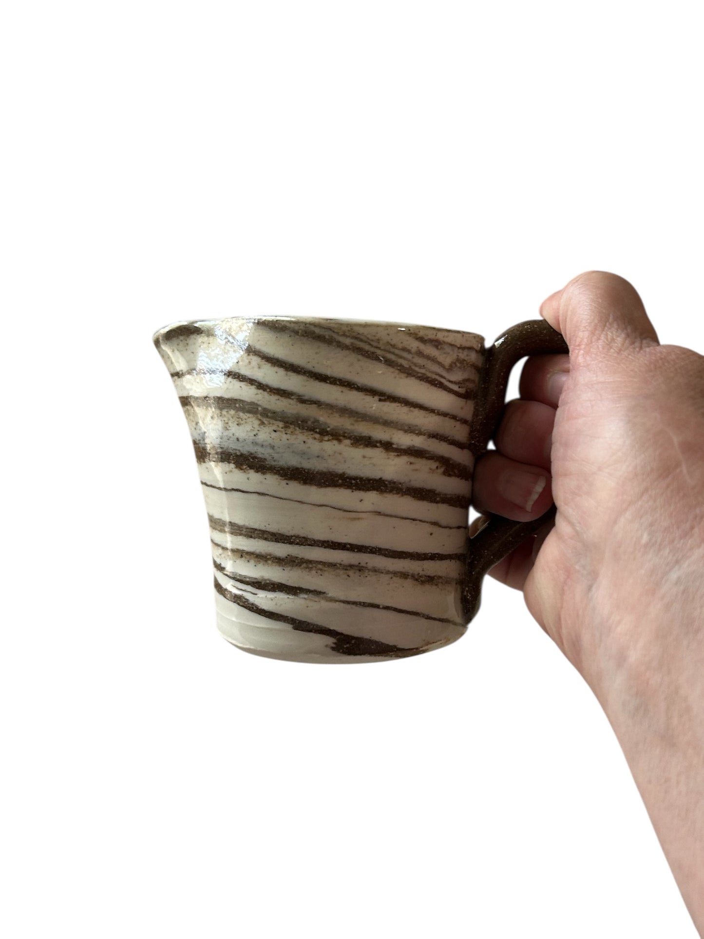 Marbled Wheel-Thrown Creamer #27 in White and Dark Chocolate Stoneware Clay