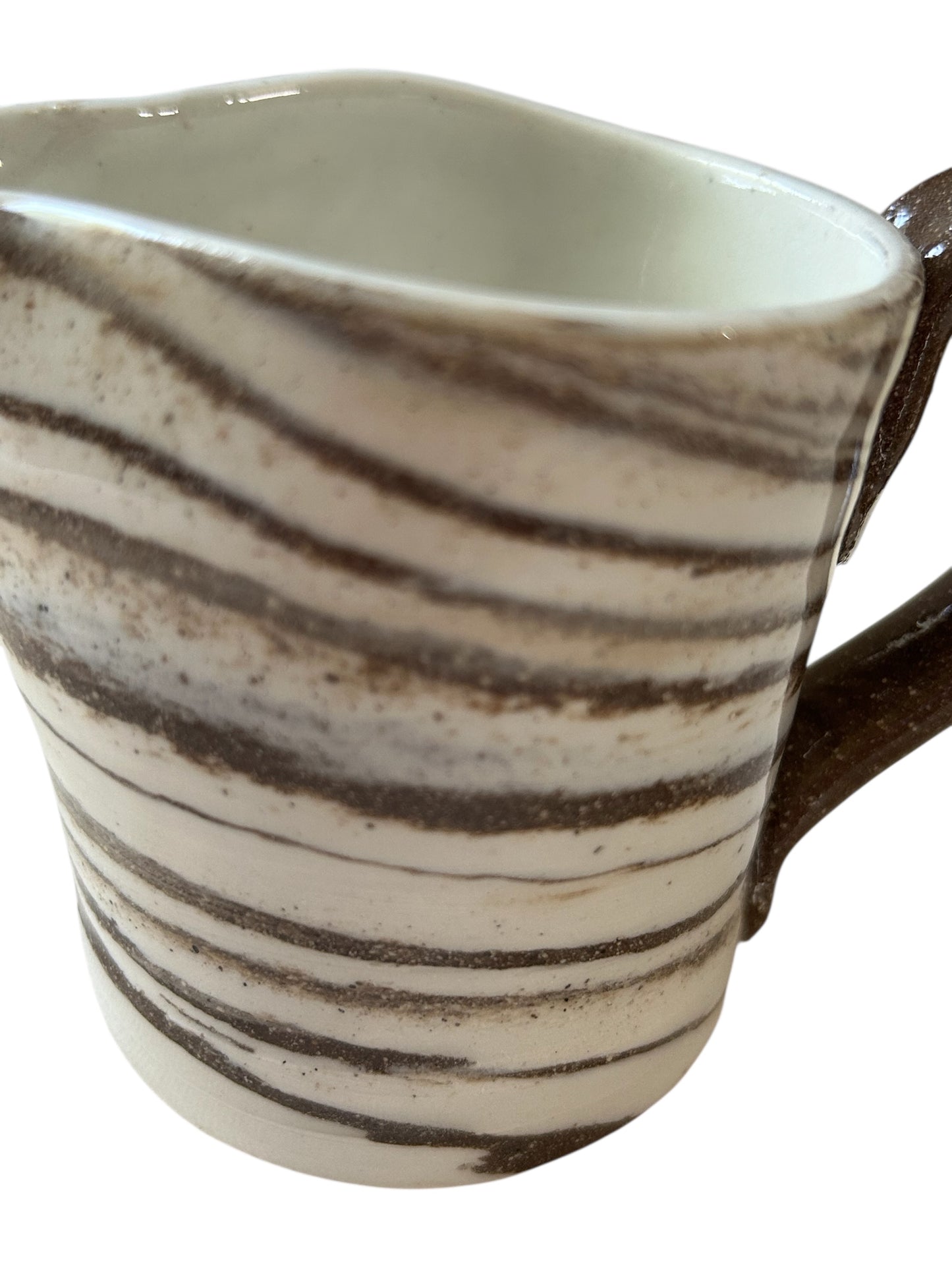 Marbled Wheel-Thrown Creamer #27 in White and Dark Chocolate Stoneware Clay