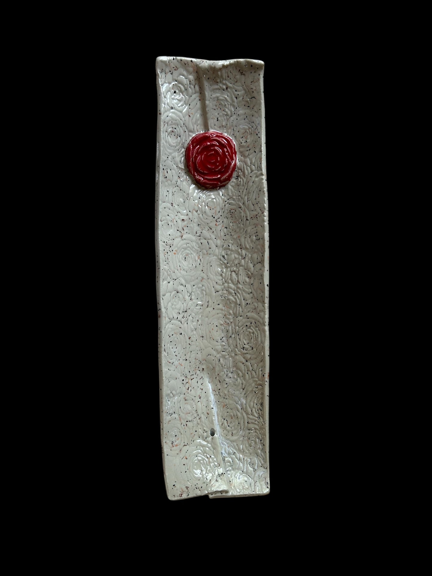 Origami Stick Incense Holder #70 with Sprigged Rose Applique and Texture