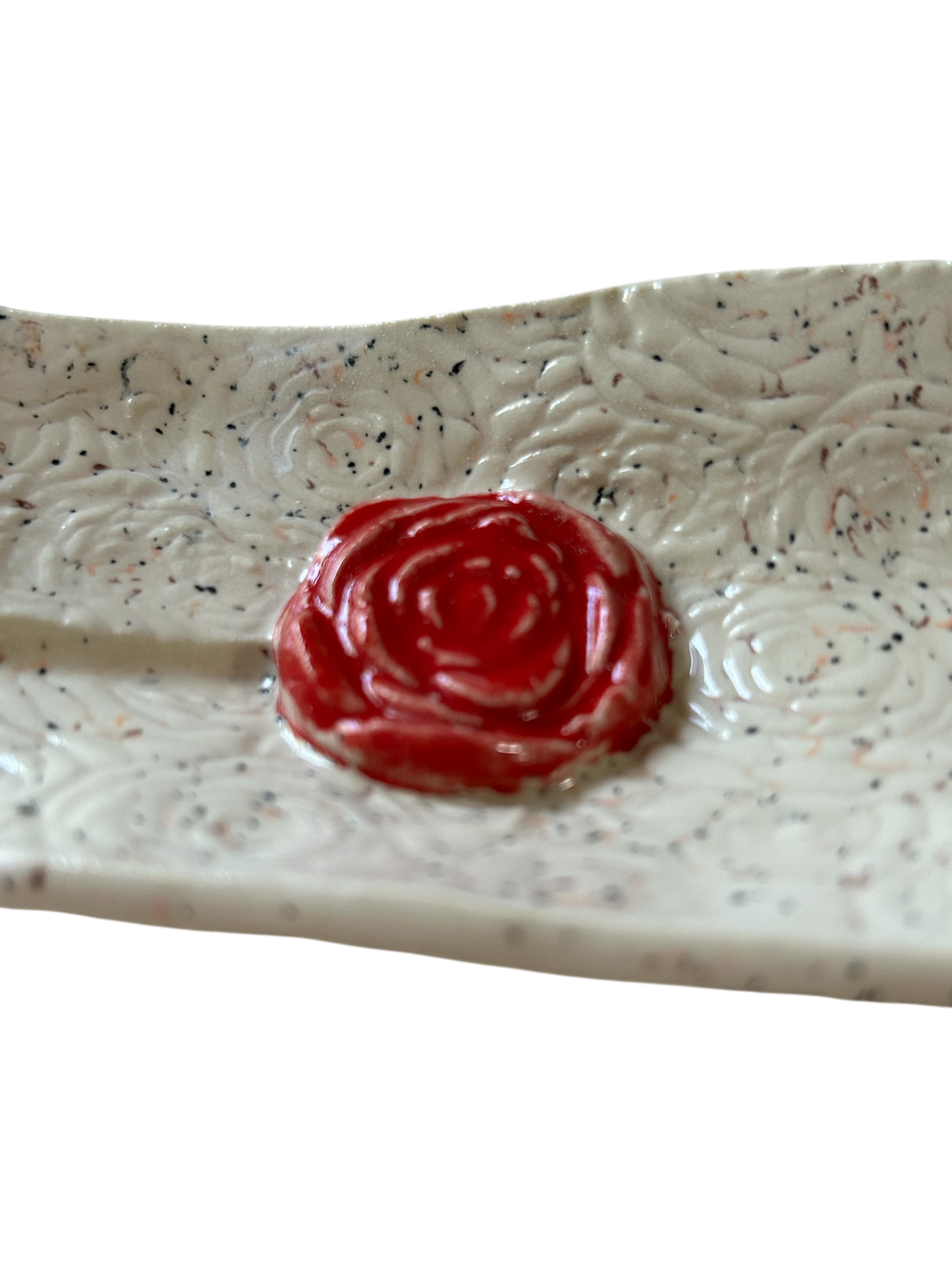 Origami Stick Incense Holder #70 with Sprigged Rose Applique and Texture
