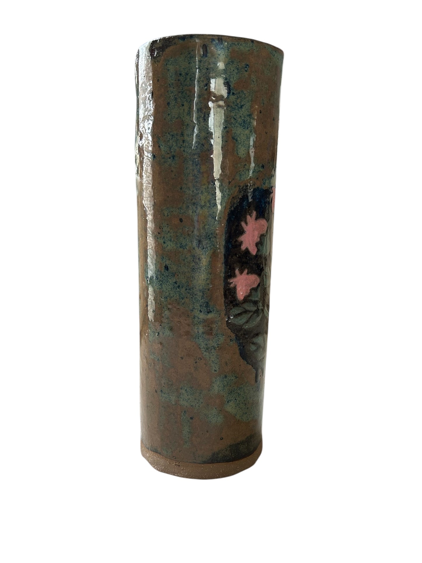 Tall Rustic Vase #7 with Scottish Thistle in Rutile Blue
