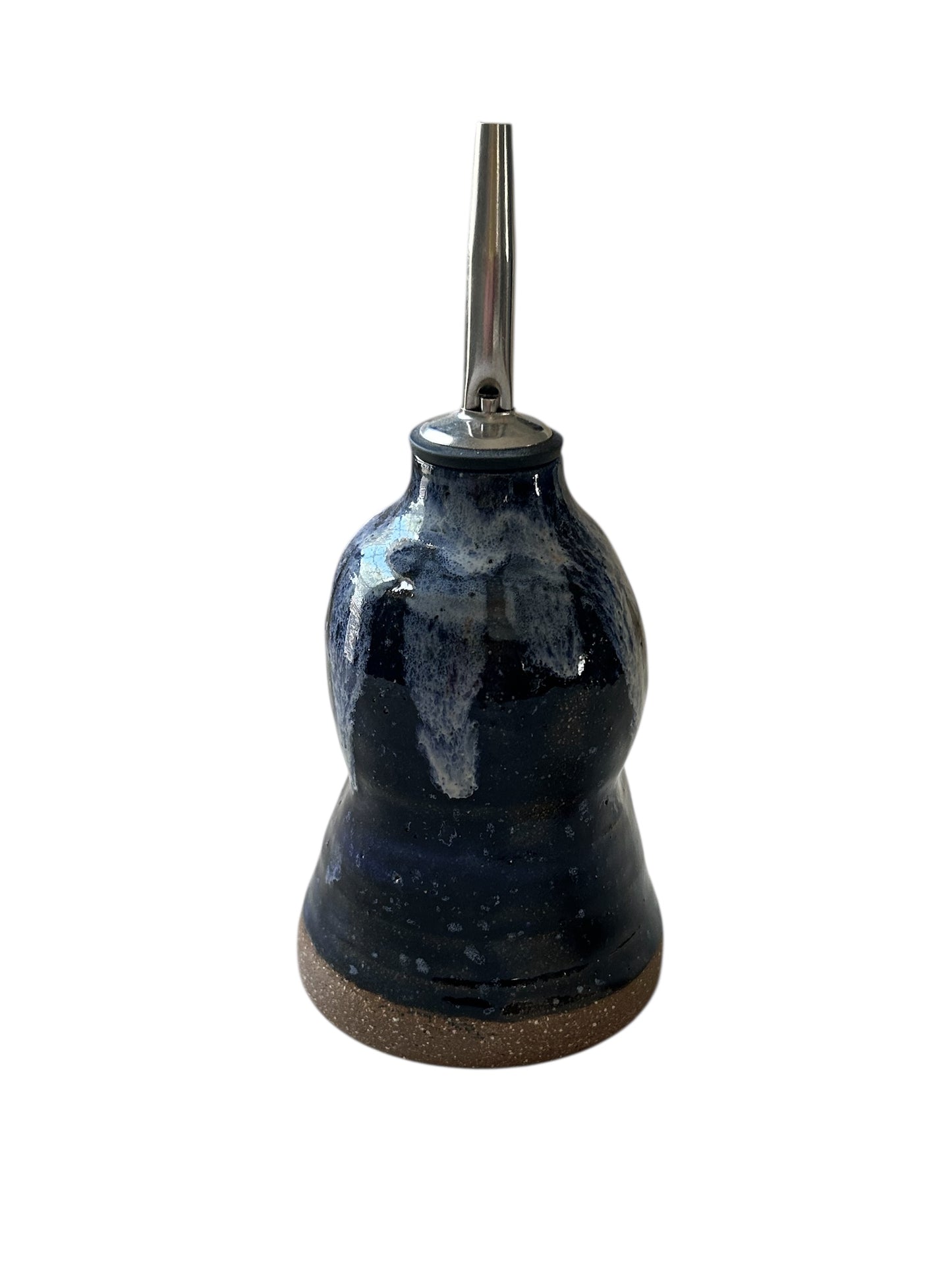 Small Finishing Oil Cruet #3 with Squeeze Handle in Obsidian and Opal
