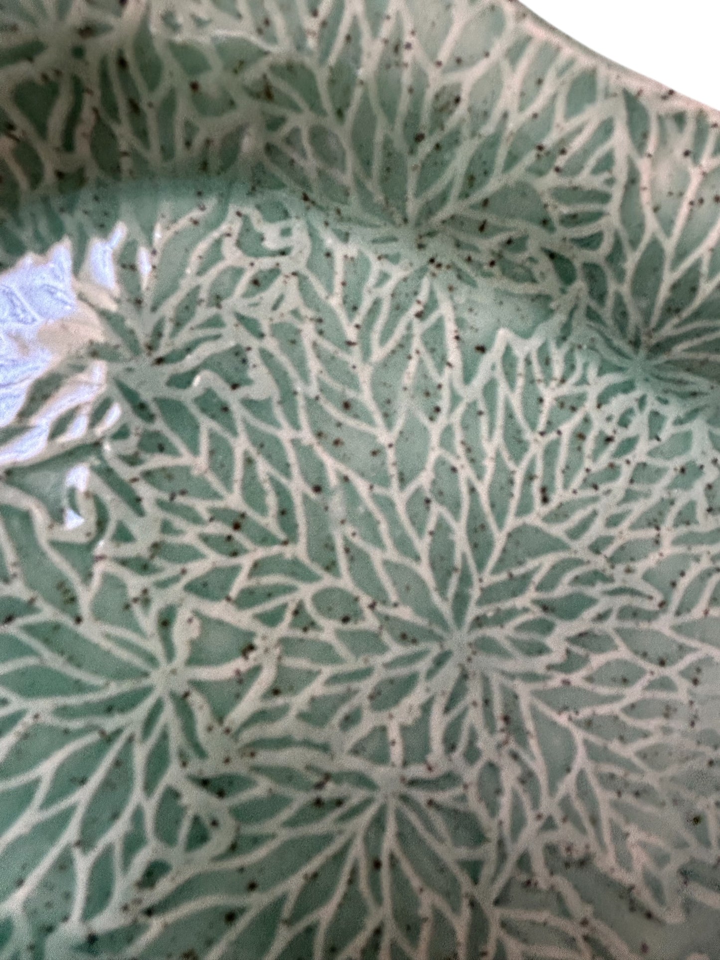 Medium Textured Treat Tray #20 with Impressed Leaves Designs in Jade Green