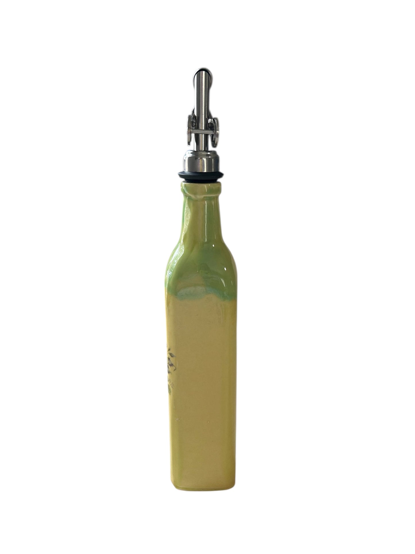 Slip Cast Olive Oil Cruet #2 with Fall Flowers and Leaves