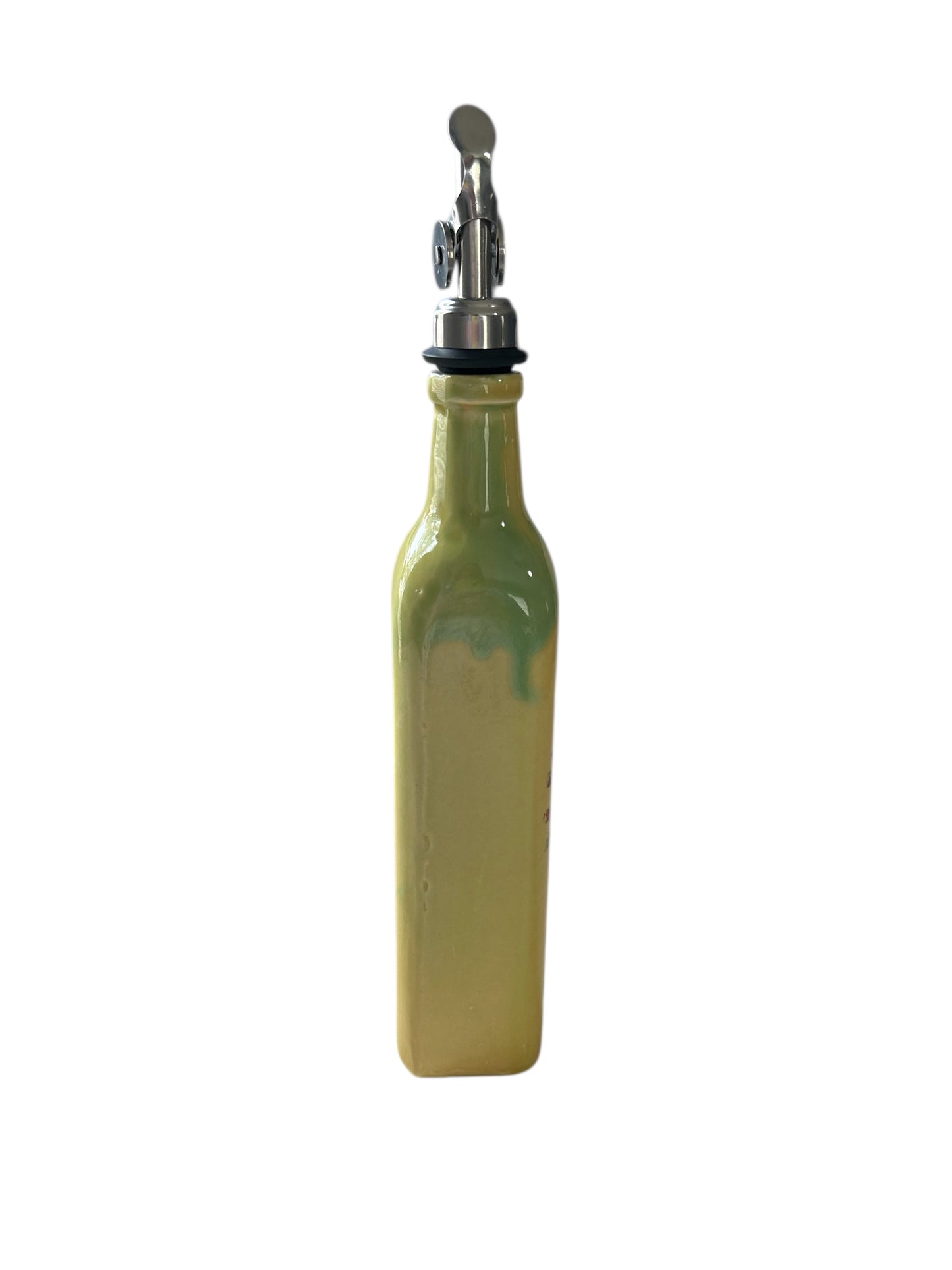 Slip Cast Olive Oil Cruet #2 with Fall Flowers and Leaves