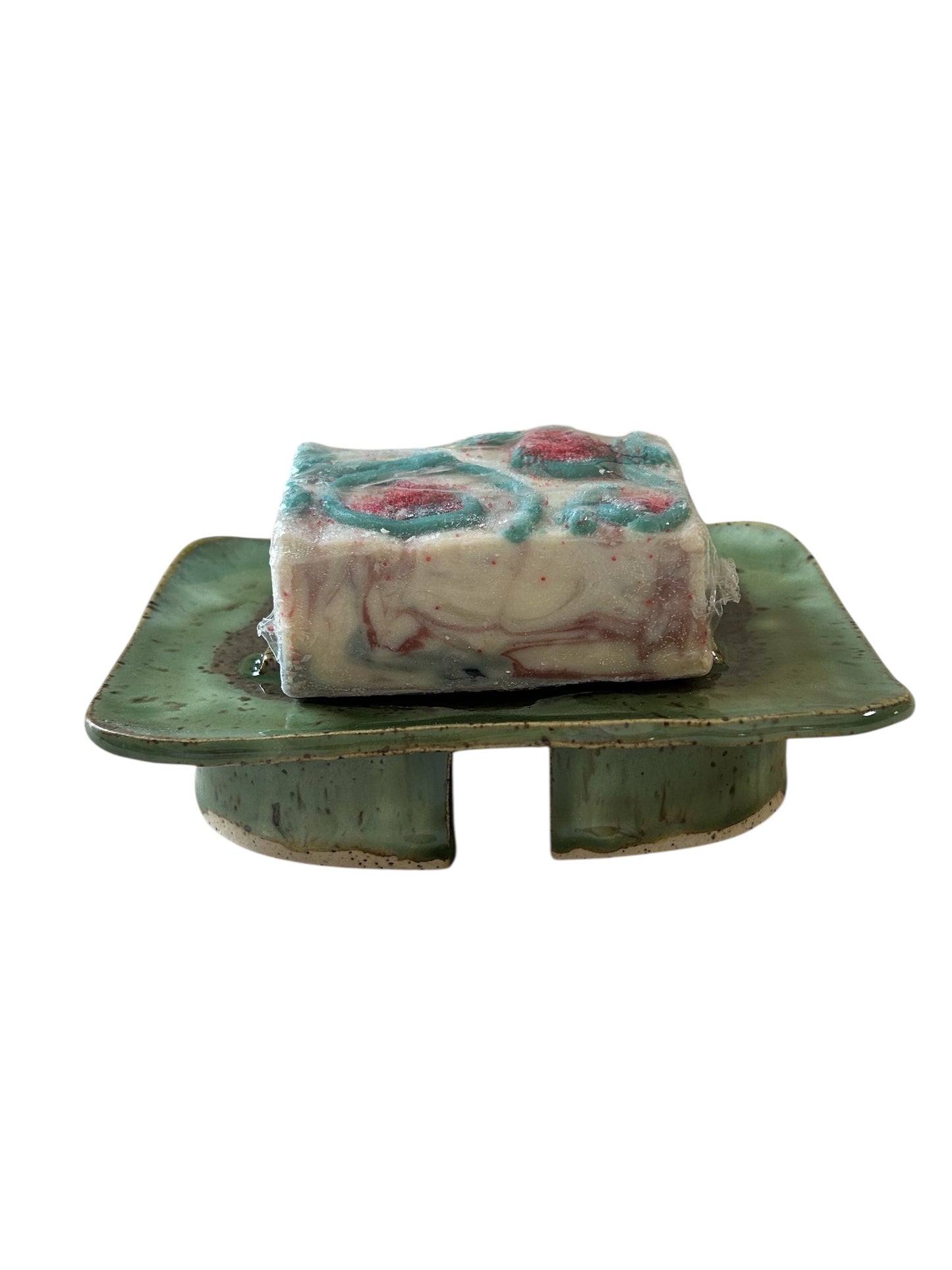 Pedestal-Style Handbuilt Slab Soap Dish #48 in Aspen Green