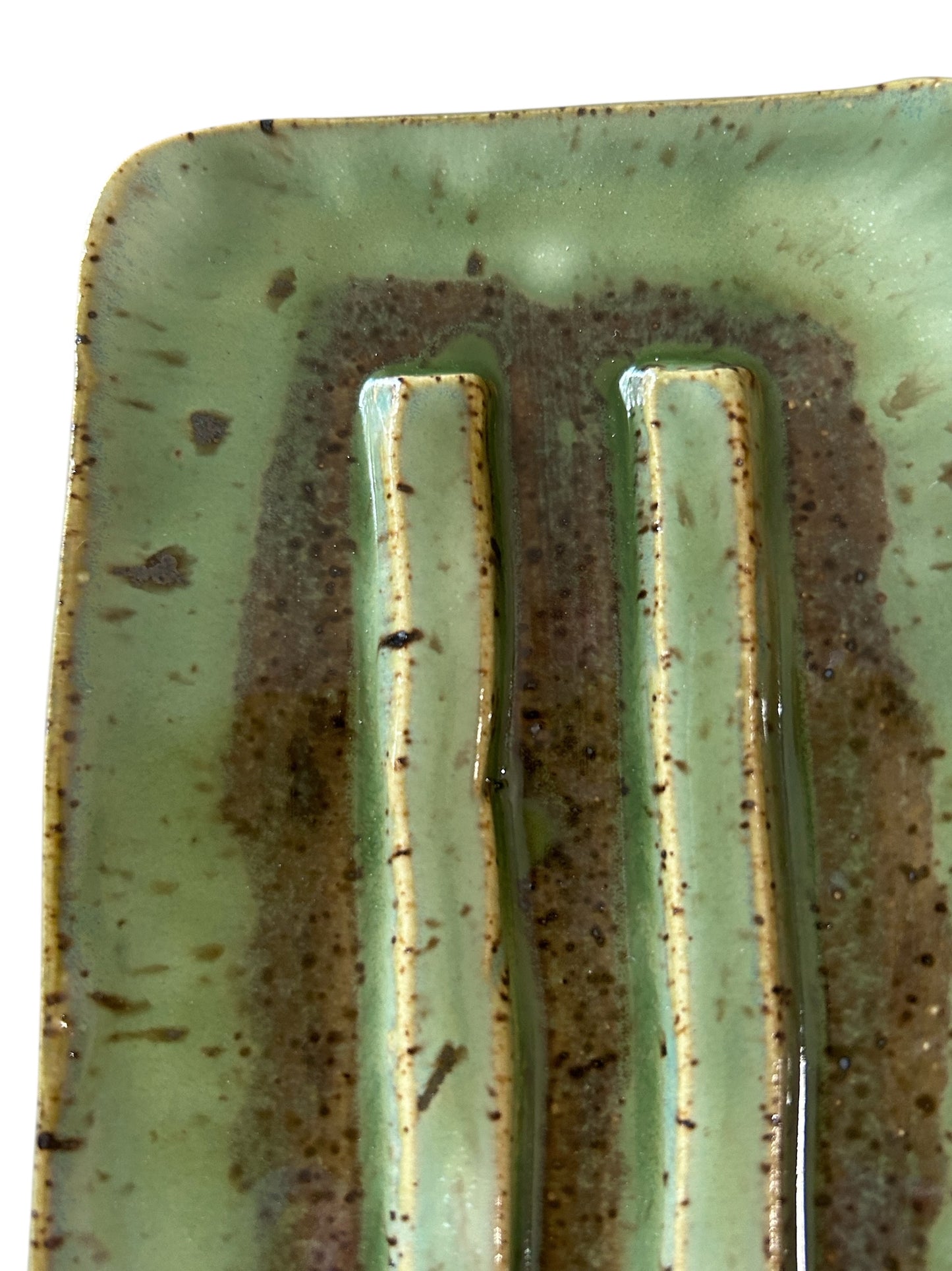 Pedestal-Style Handbuilt Slab Soap Dish #48 in Aspen Green