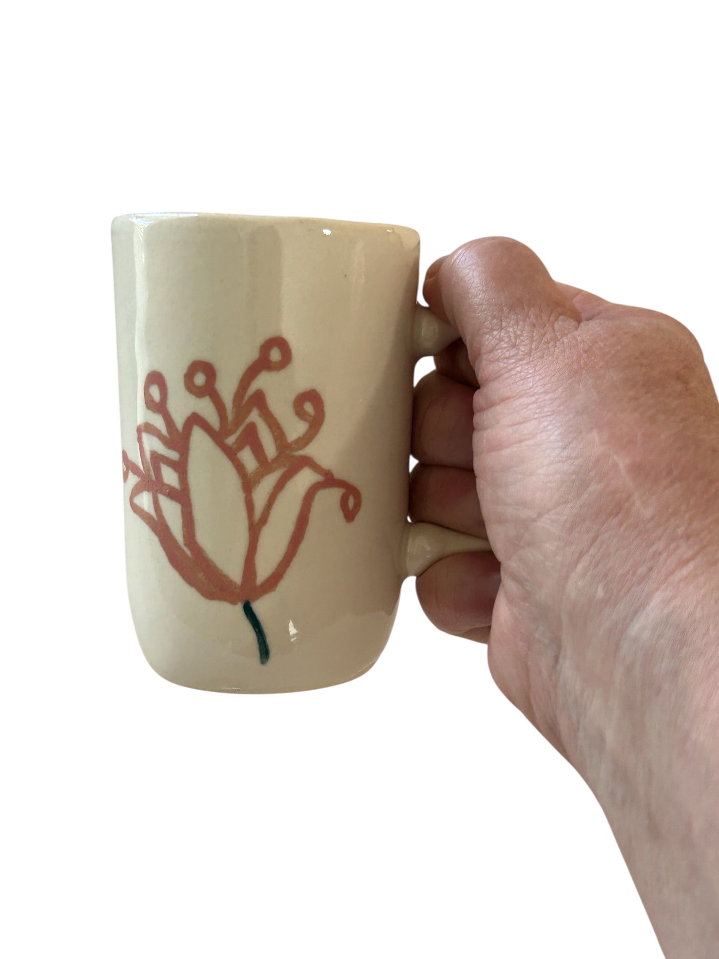 Slip Cast Minimalism Espresso Mug #3 with Flower and Butterfly