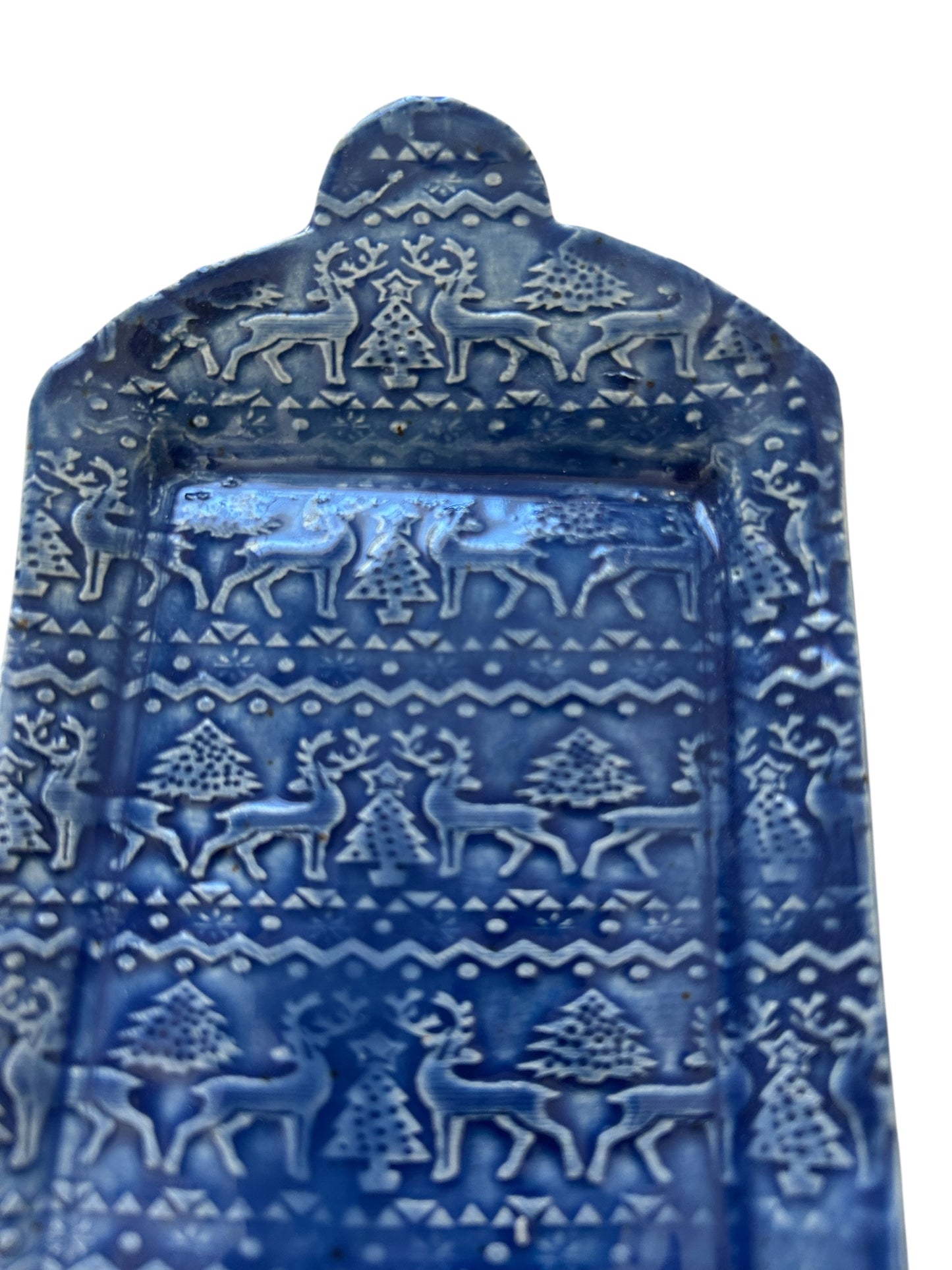 Textured Butter Dish #44 with Winter Trees and Deer Designs