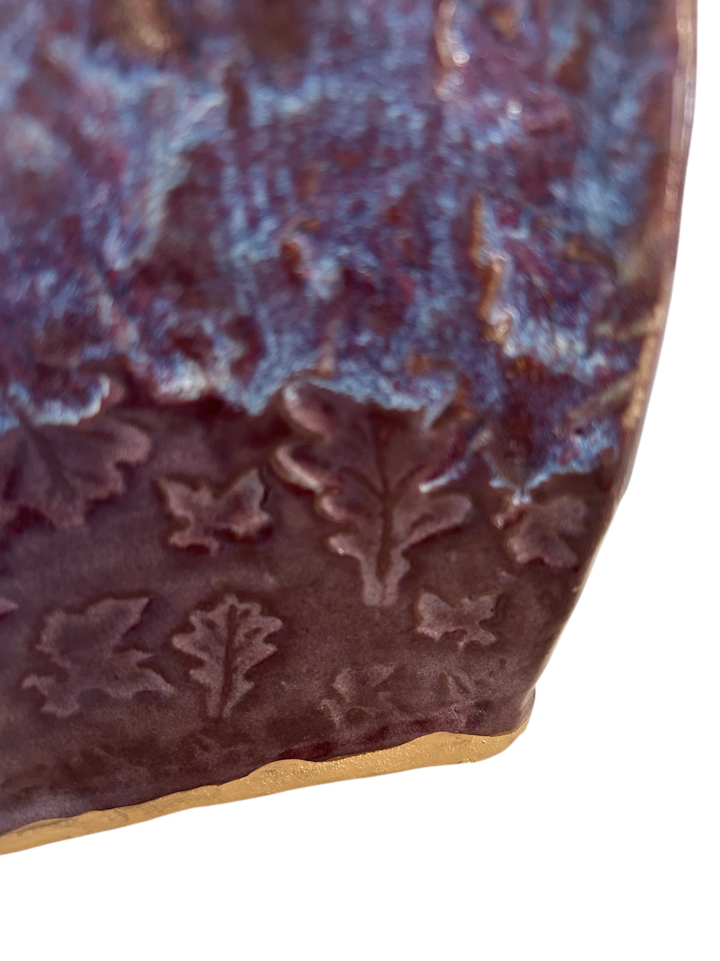 Medium Pagoda Dry Goods Storage Container #34 with Oak Leaves in Burgundy and Gold Leaf Accents