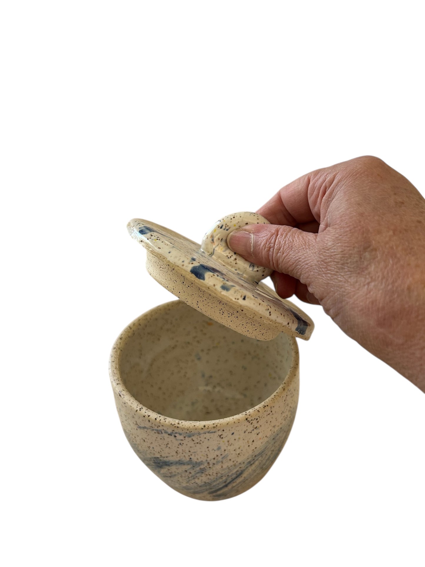 Brushed Jar #43 with Lid on Speckled Clay