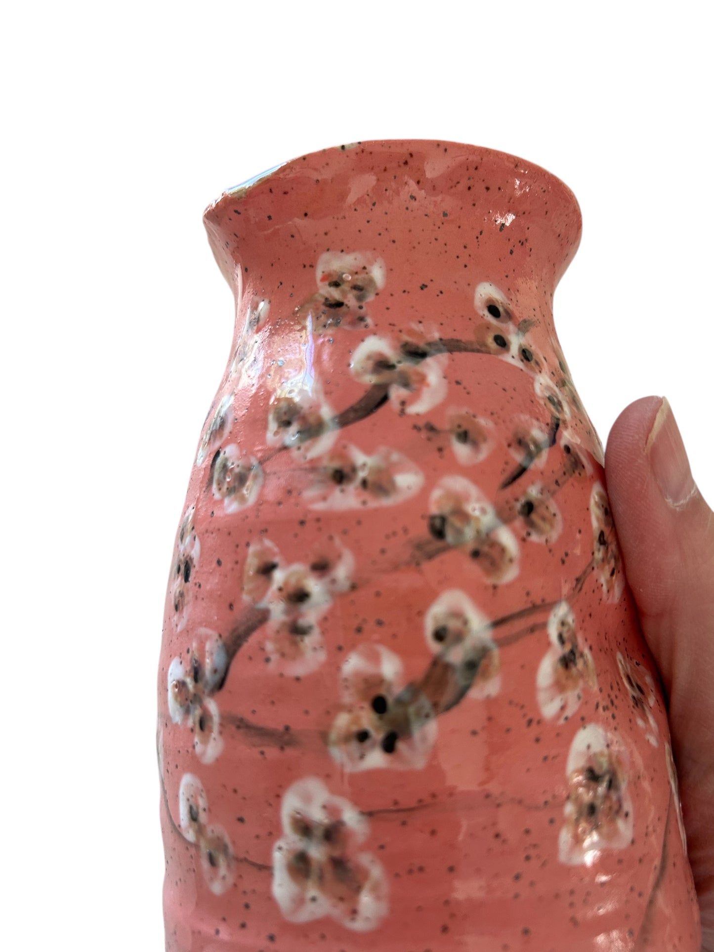 Complete 5-Piece Sake Set #1 with Handpainted Cherry Blossoms and Squeeze Handles