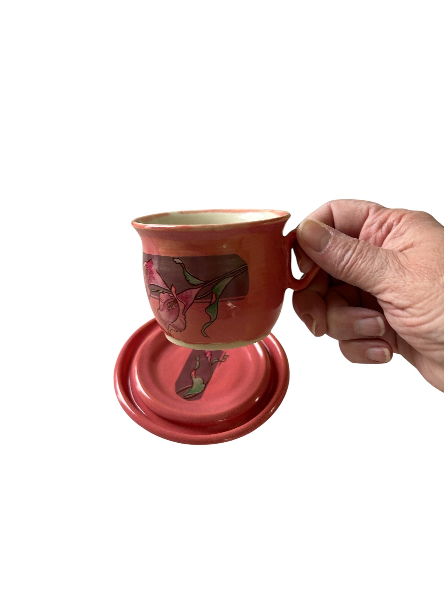 Six-Piece Tea Set #50 with Floral Scrolls Ceramic Decals