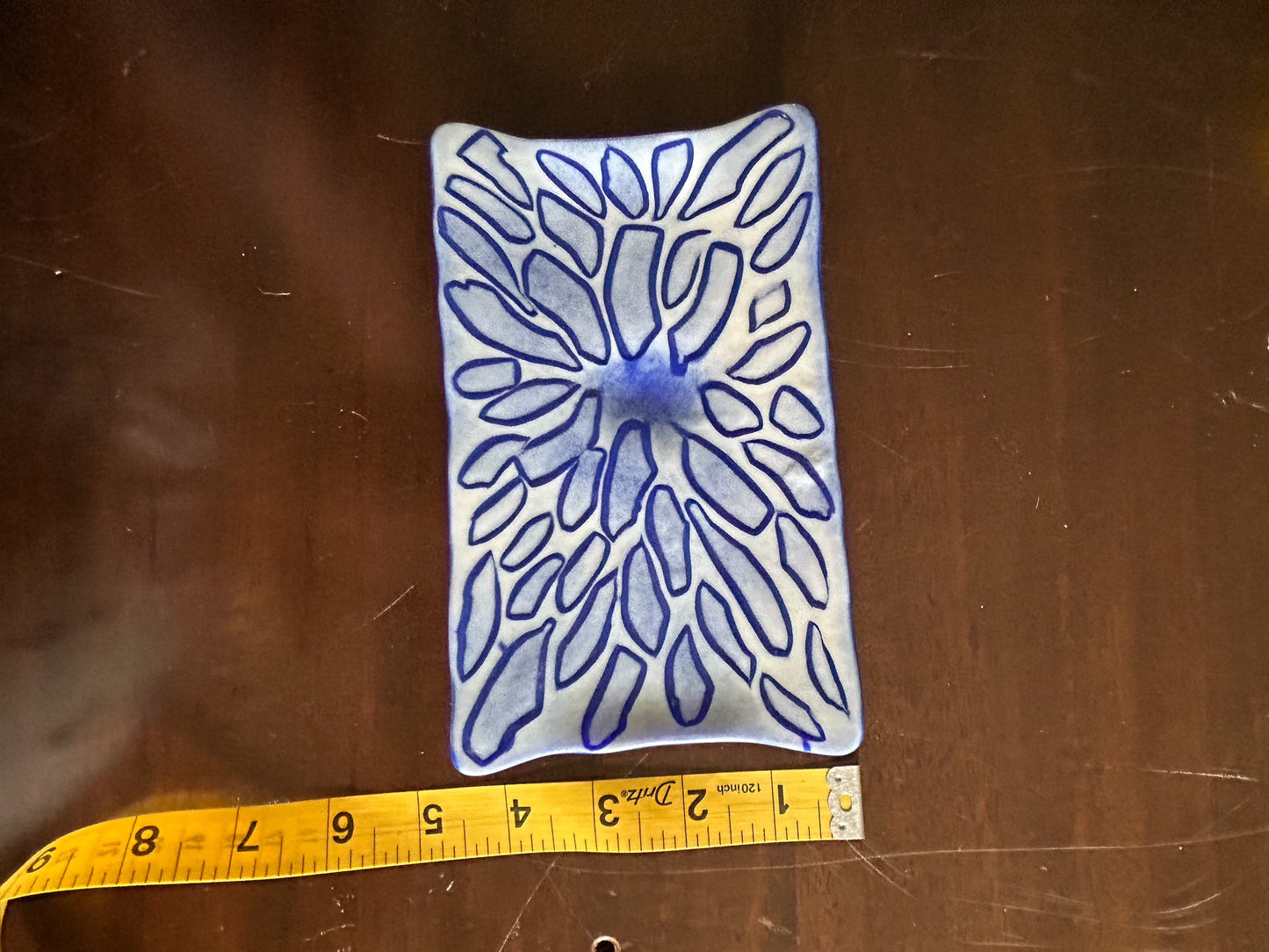 Homemade Rectangular Fused Glass Plate with Bullseye Design