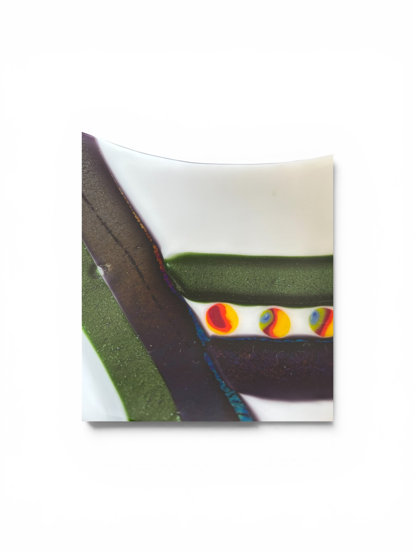 Handmade Fused Glass Scoop Bowl with Diagonal Design