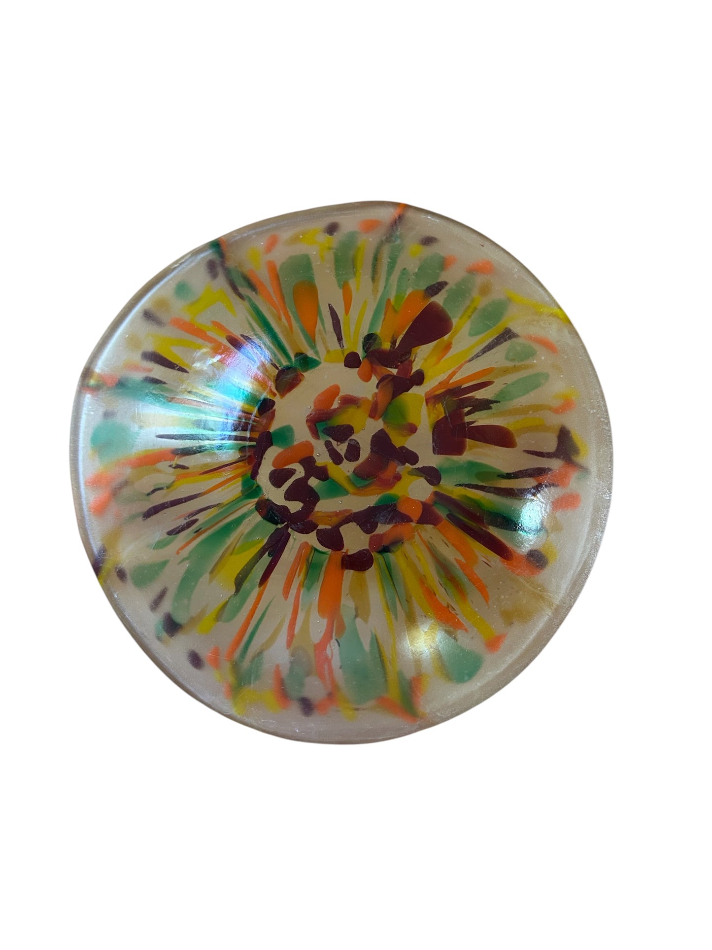 Homemade Large Fused Glass Bowl in Autumn Colors