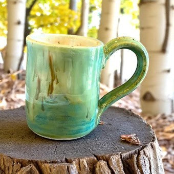 Wheel-Thrown Mug #76 in Aspen Green