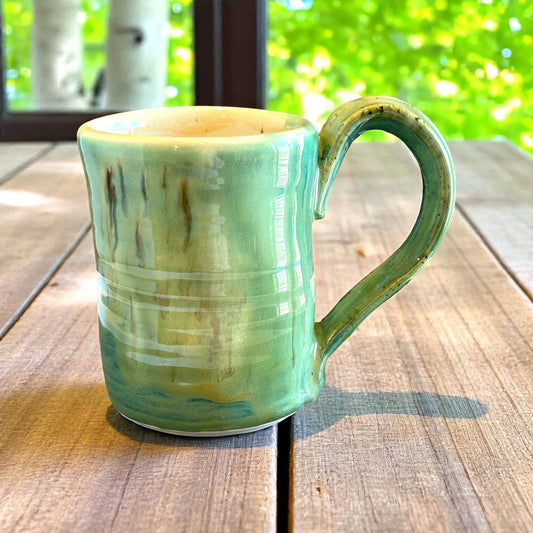 Wheel-Thrown Mug #77 in Aspen Green