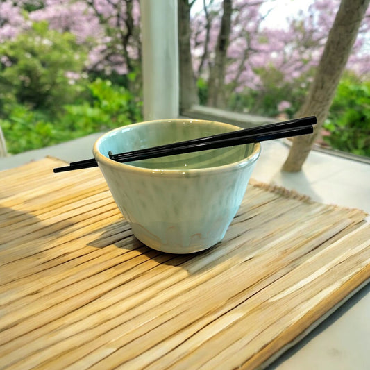 Ramen Noodle Bowl #80 with Built-In Chopsticks Holder in Aspen Green